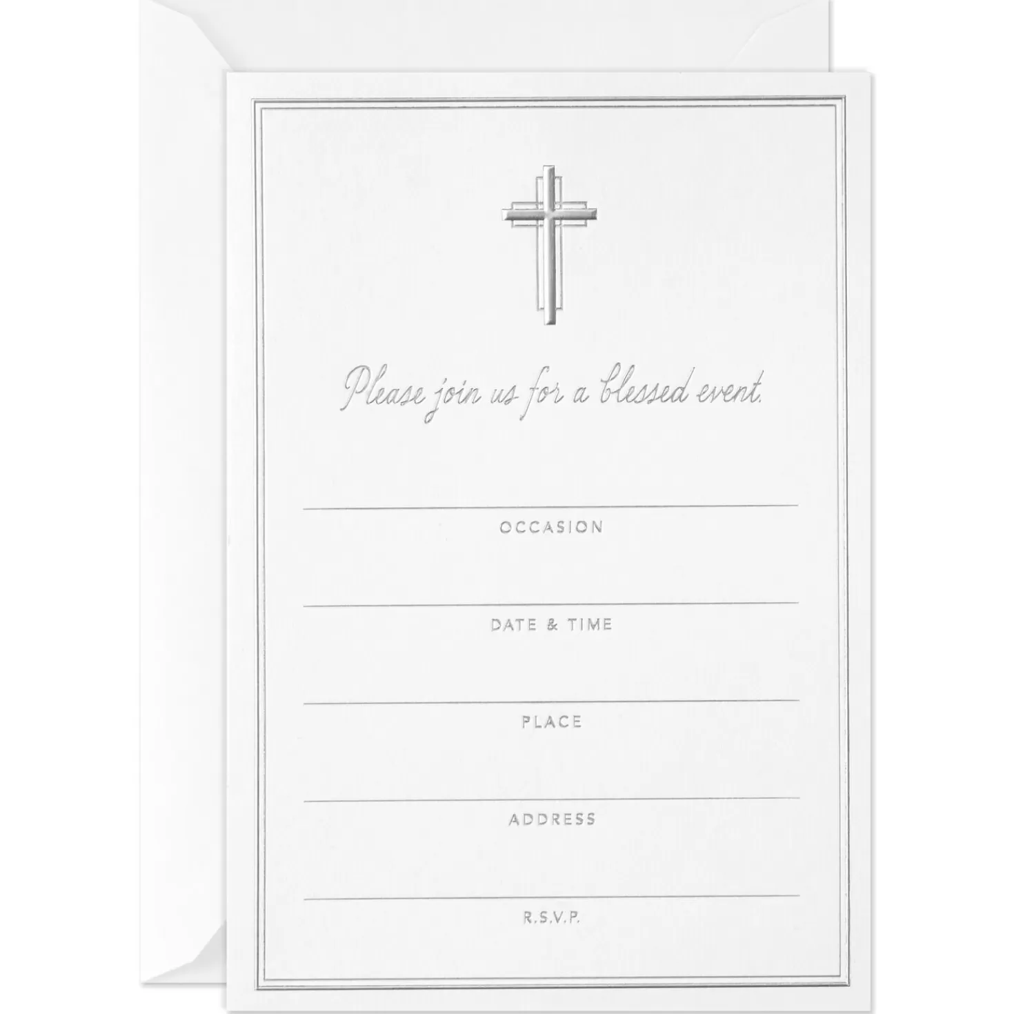 Hot Silver Cross Blessed Event Invitations, Pack Of 10 First Communion
