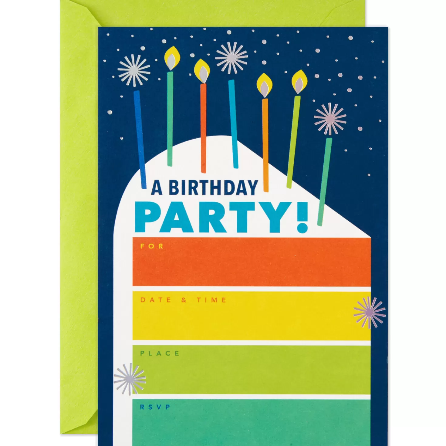 Birthday>Hallmark Slice Of Cake Birthday Party Invitations, Pack Of 10