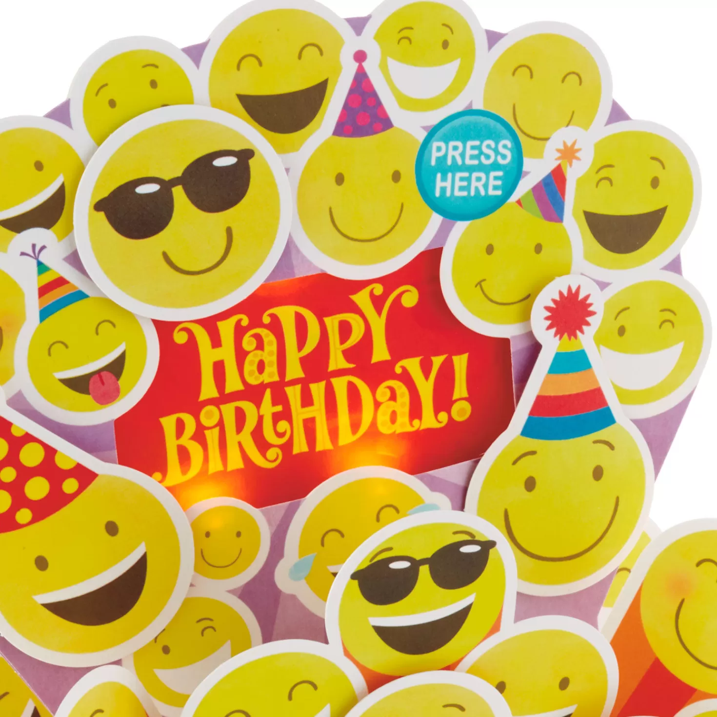 Birthday>Hallmark Smiley Face Emojis Musical 3D Pop-Up Birthday Card With Light