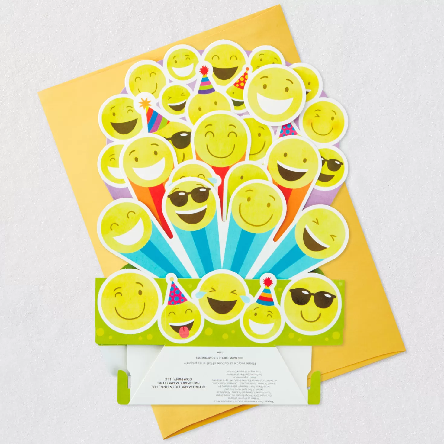 Birthday>Hallmark Smiley Face Emojis Musical 3D Pop-Up Birthday Card With Light