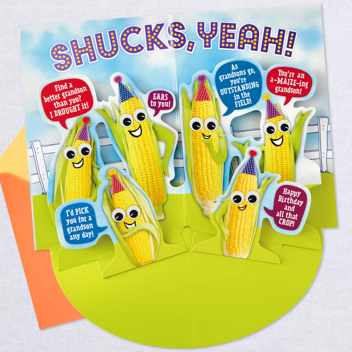 Birthday>Hallmark So Corny Funny Pop-Up Birthday Card For Grandson