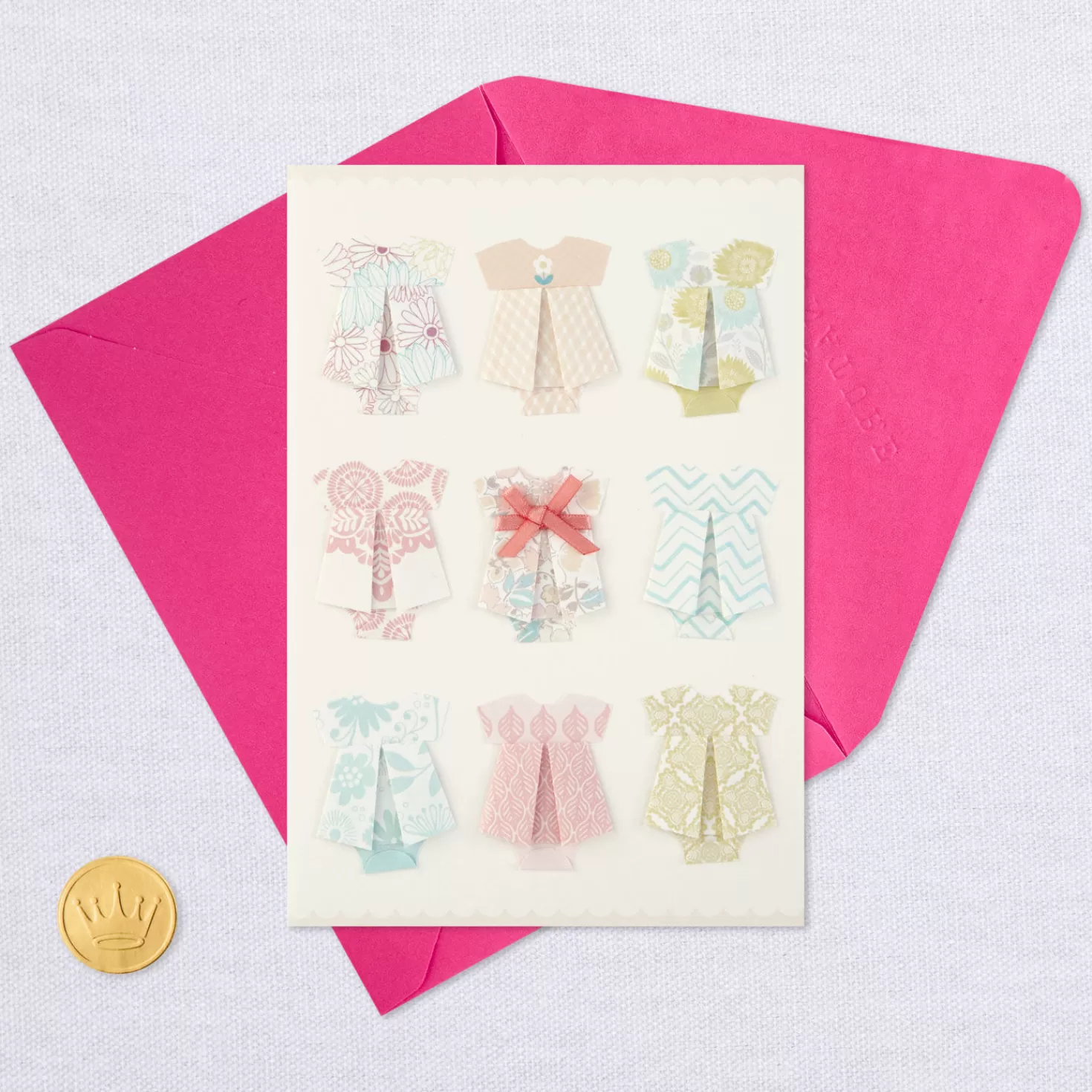 Baby>Hallmark So Much Sweetness Origami New Baby Girl Congratulations Card