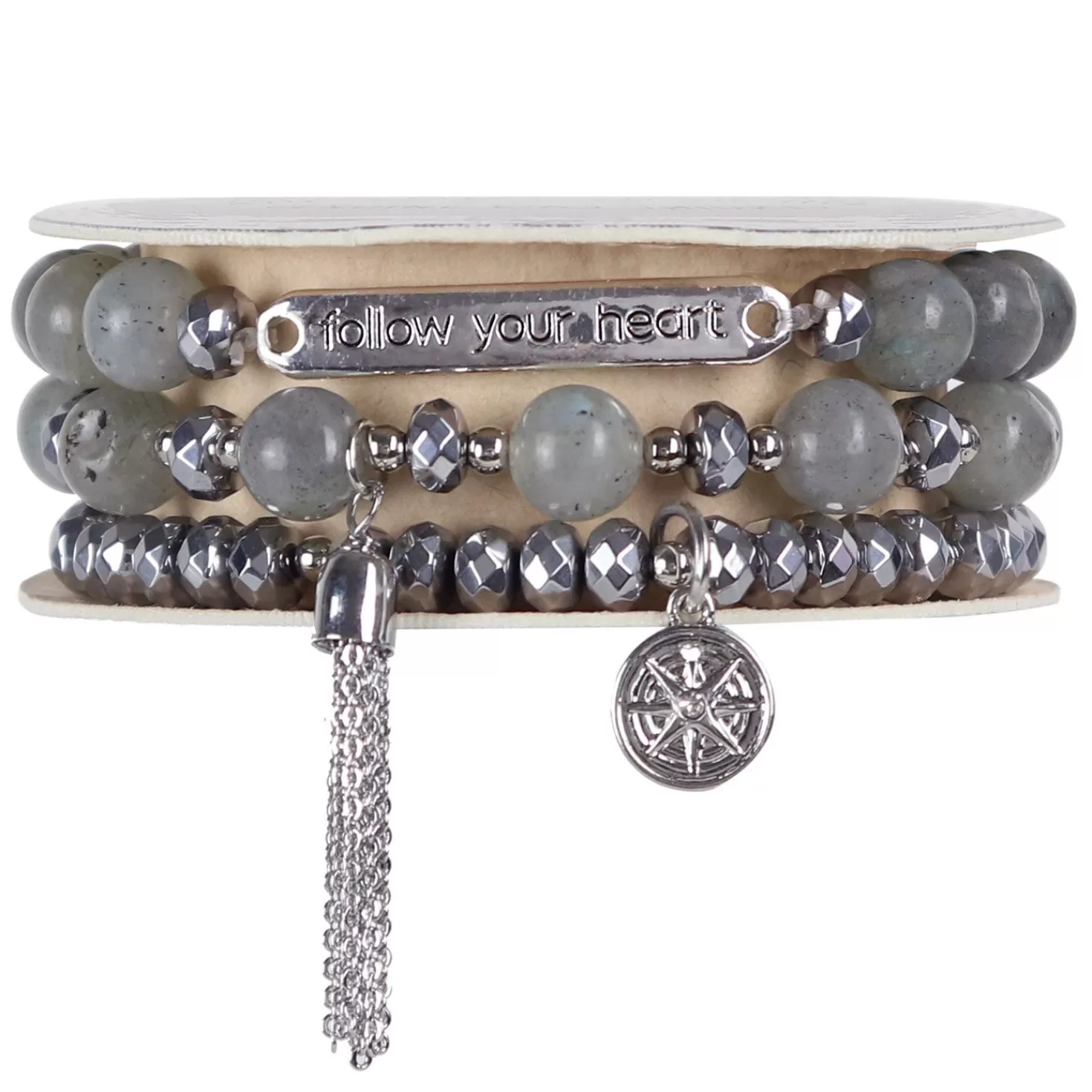 Store Soul Stacks Follow Your Heart Beaded Stretch Bracelets, Set Of 3 Encouragement
