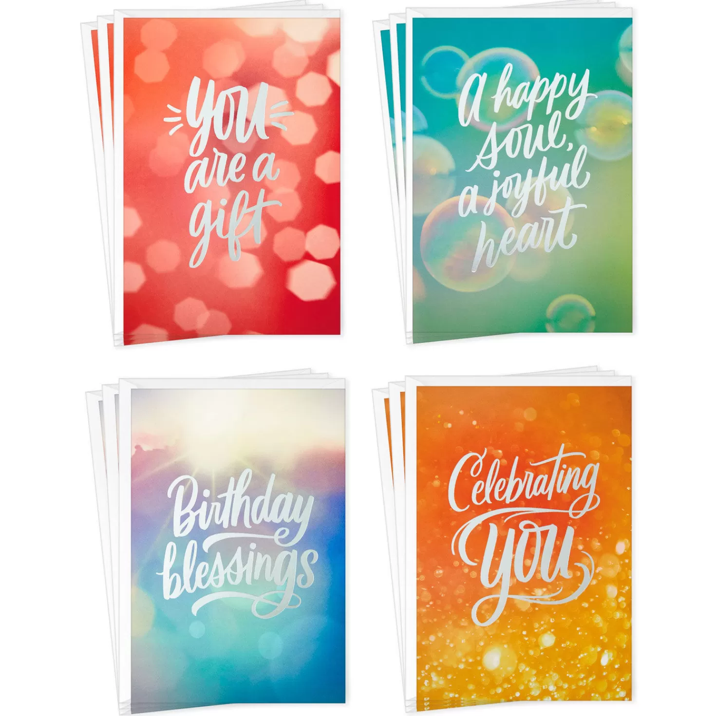 Birthday>Hallmark Sparkling Wishes Boxed Blank Birthday Cards Assortment, Pack Of 12