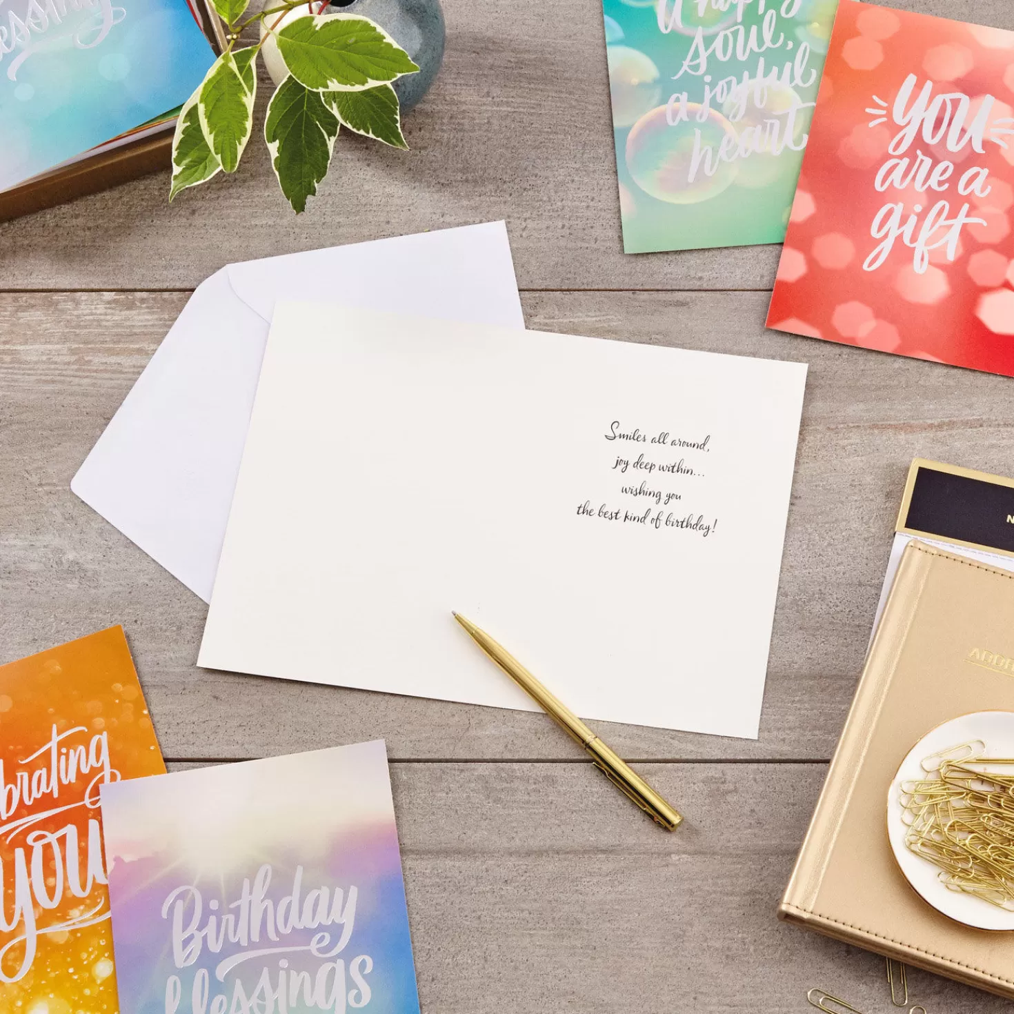 Birthday>Hallmark Sparkling Wishes Boxed Blank Birthday Cards Assortment, Pack Of 12