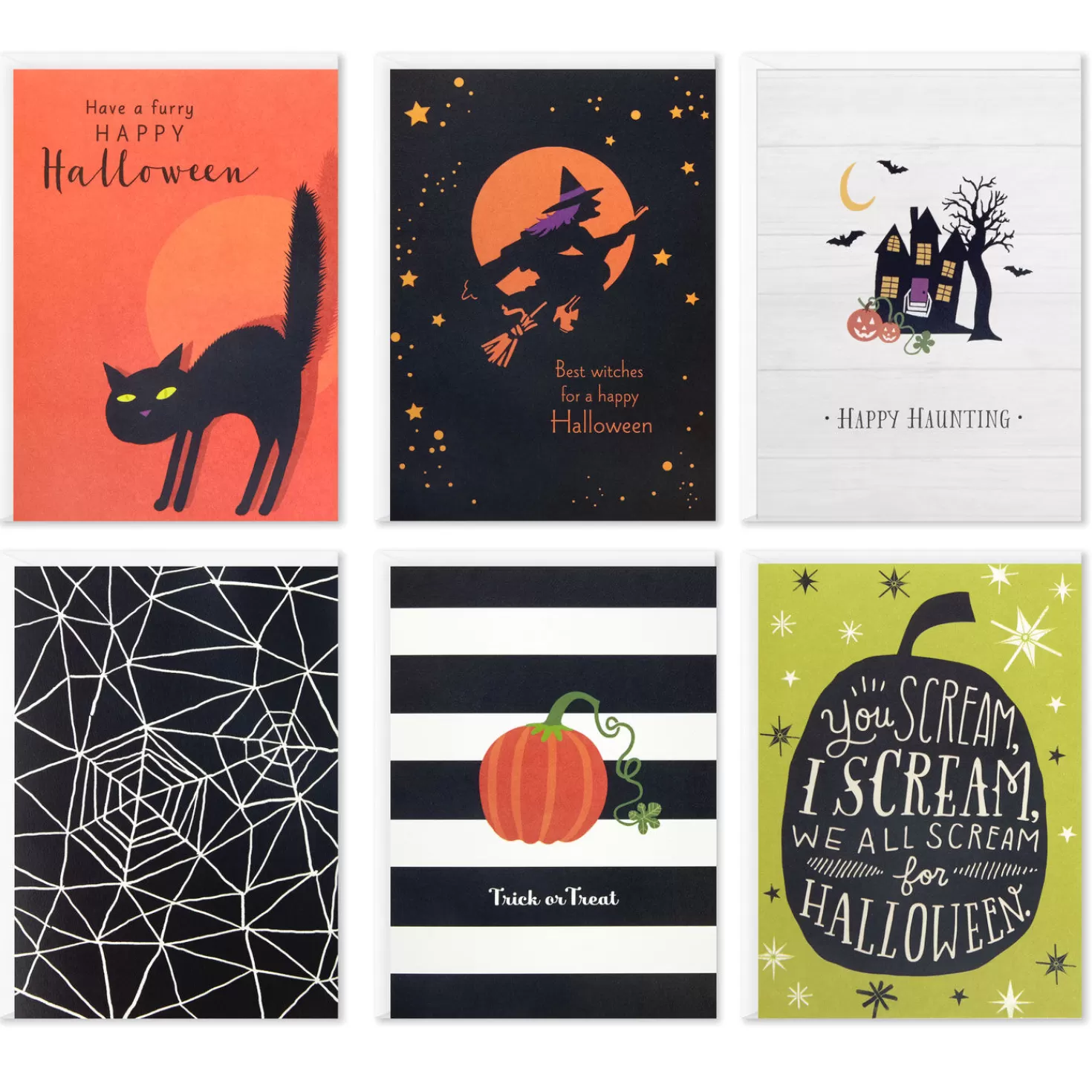 Halloween (10/31)>Hallmark Spooky Fun Assorted Halloween Blank Note Cards, Pack Of 36