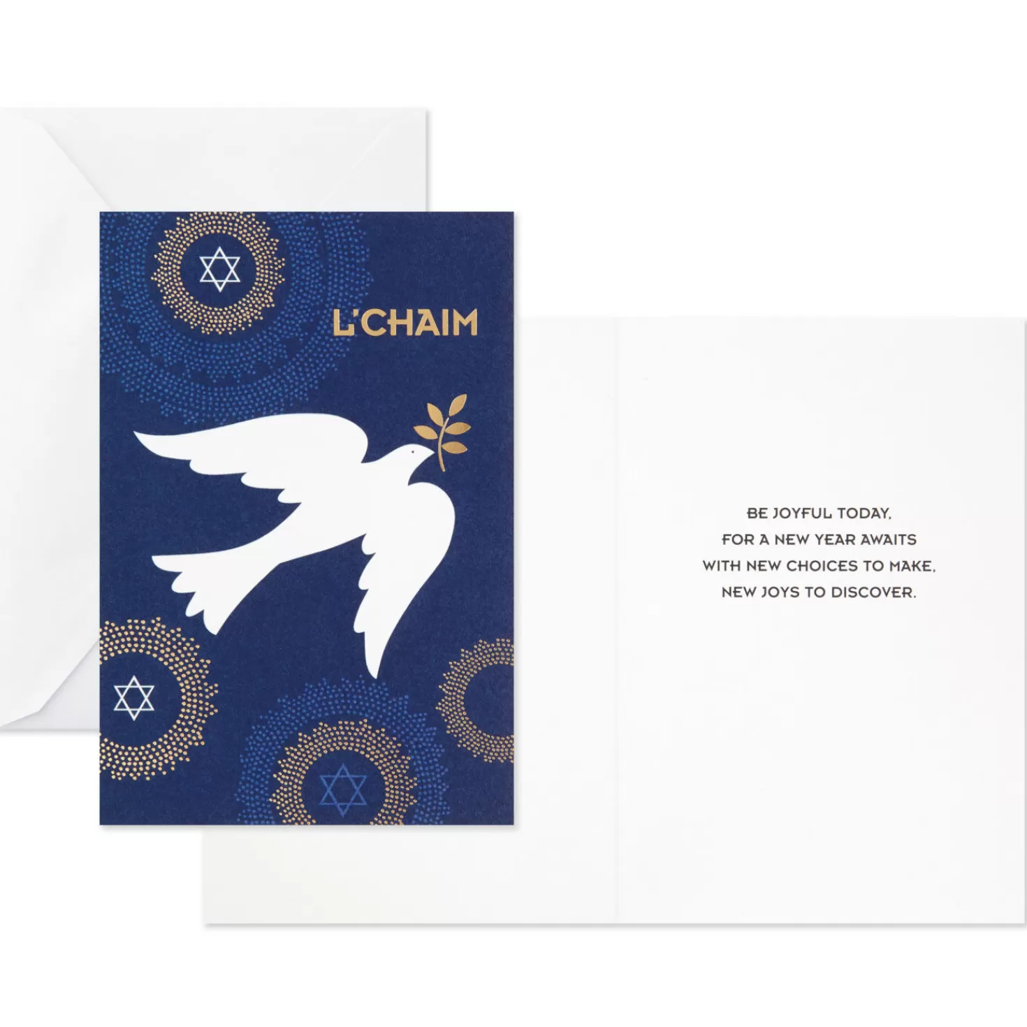 Rosh Hashanah (9/16)>Hallmark Star Of David And Dove Rosh Hashanah Cards, Pack Of 6