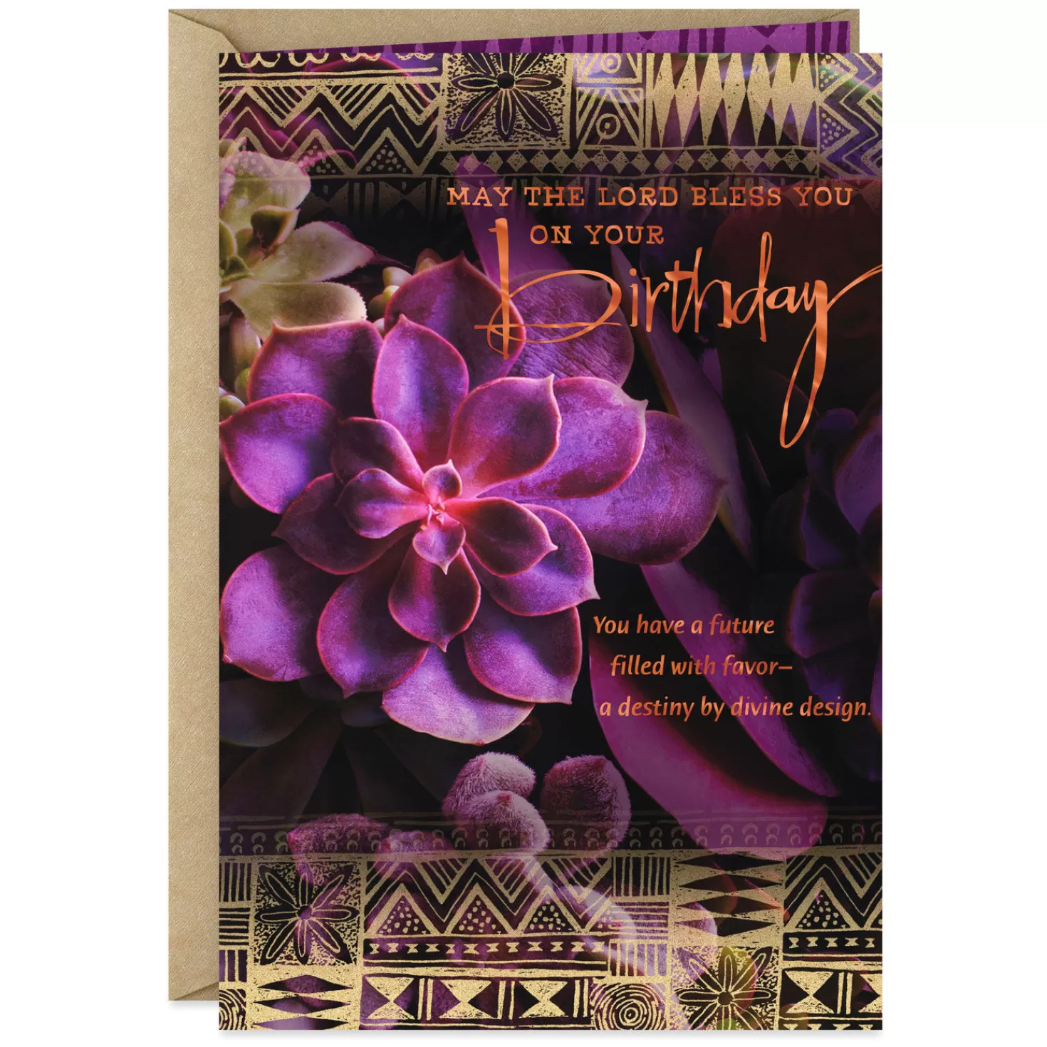 Birthday>Hallmark Succulents May The Lord Bless You Religious Birthday Card