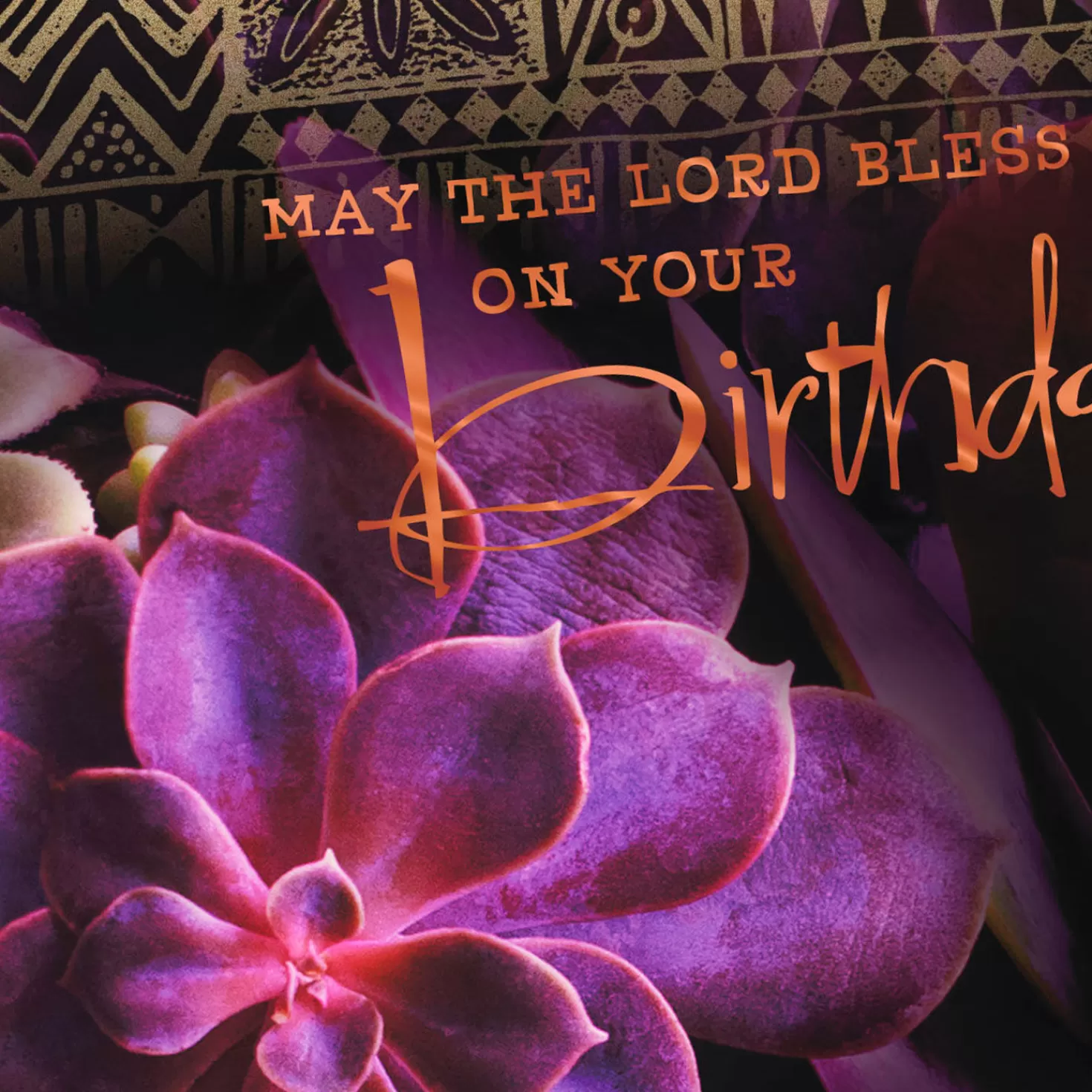 Birthday>Hallmark Succulents May The Lord Bless You Religious Birthday Card