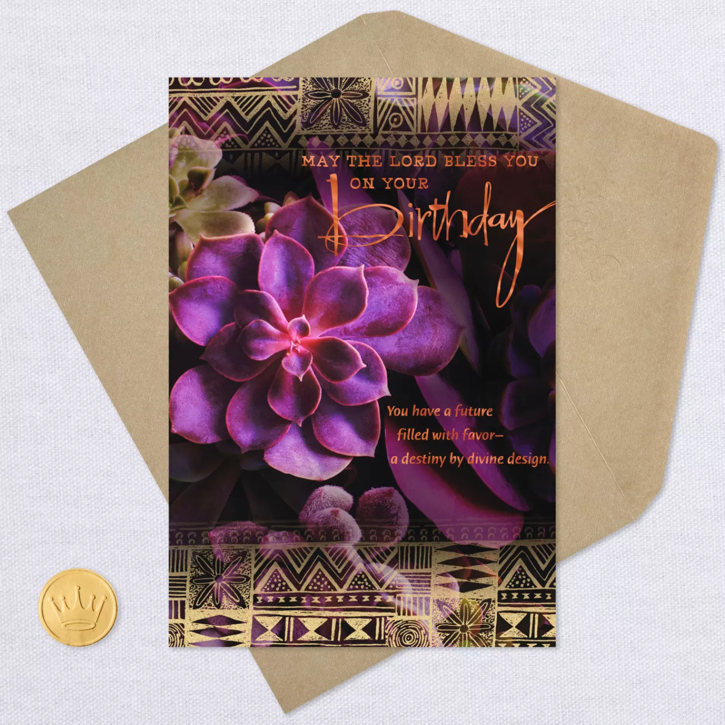 Birthday>Hallmark Succulents May The Lord Bless You Religious Birthday Card
