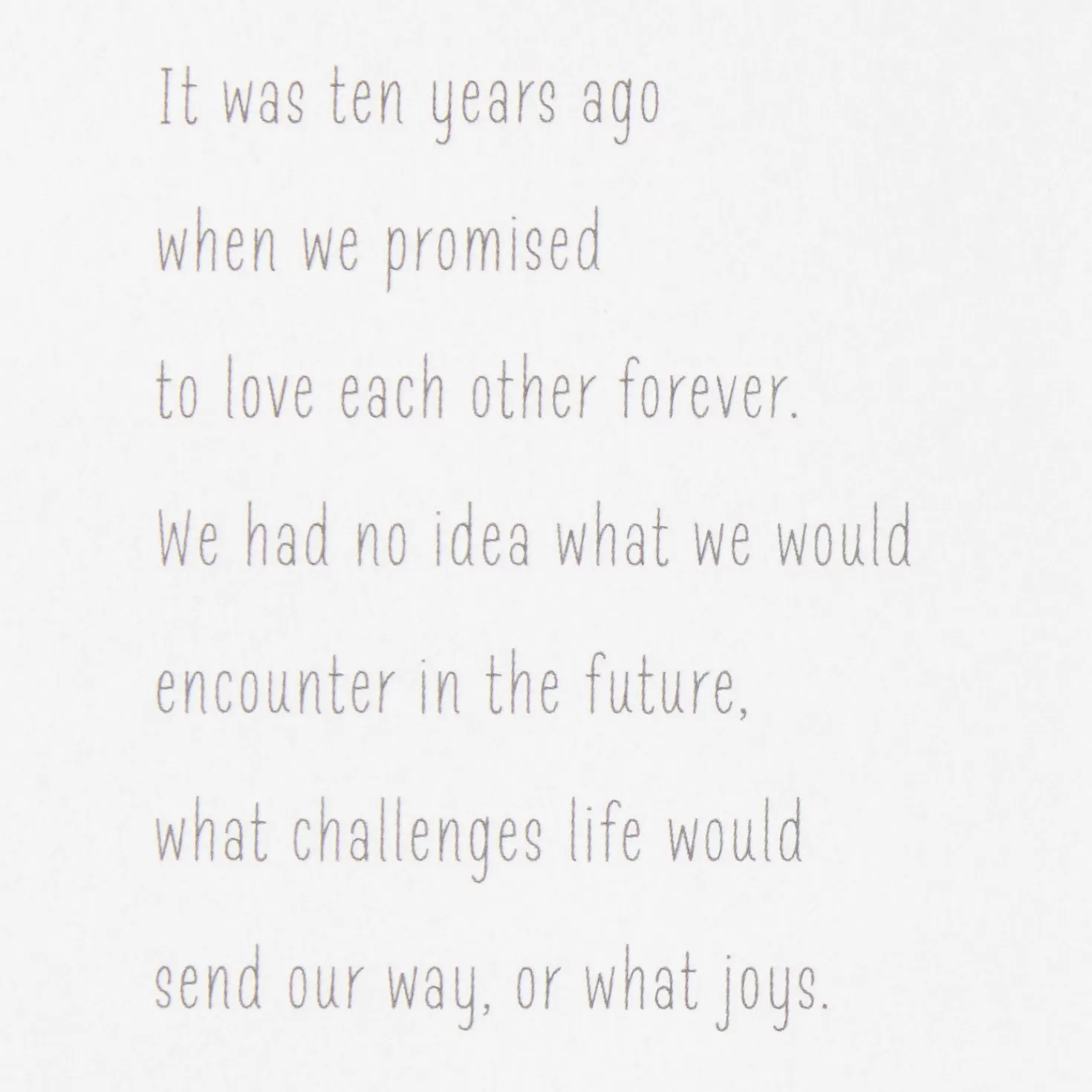 Anniversary>Hallmark Ten Years Of Love 10Th Anniversary Card