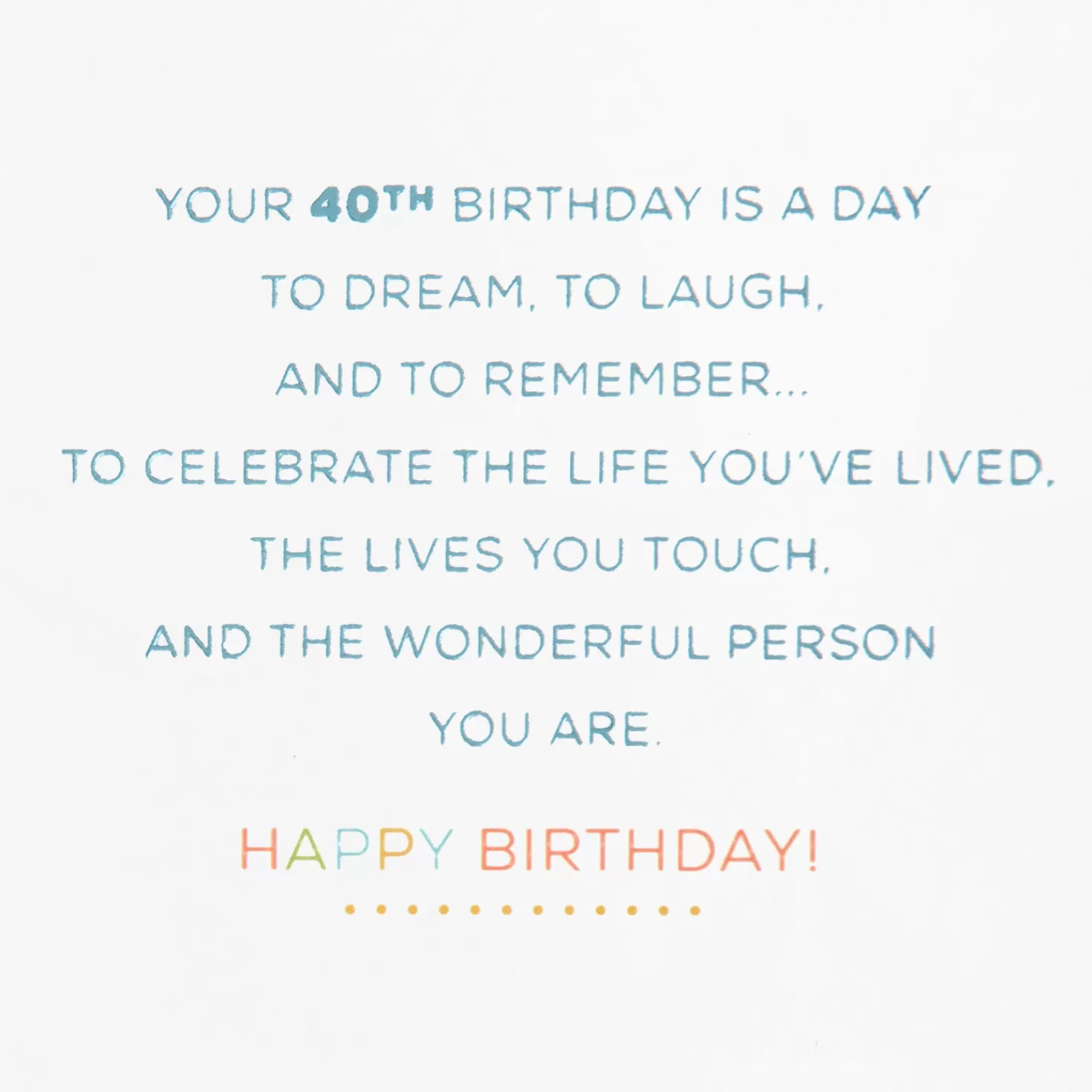 Birthday>Hallmark The Wonderful Person You Are 40Th Birthday Card