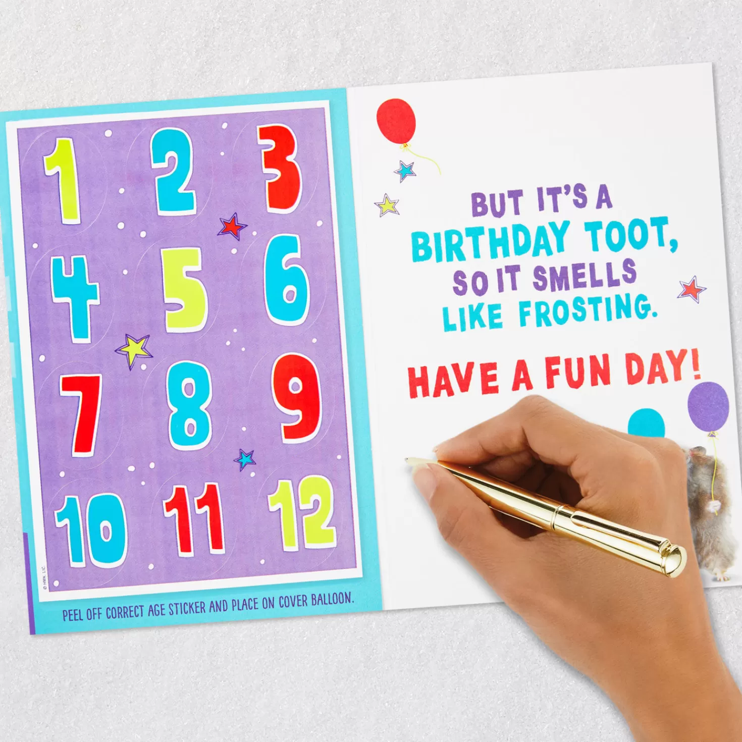 Birthday>Hallmark Tooting Hamster Customizable Kids Funny Birthday Card With Age Stickers