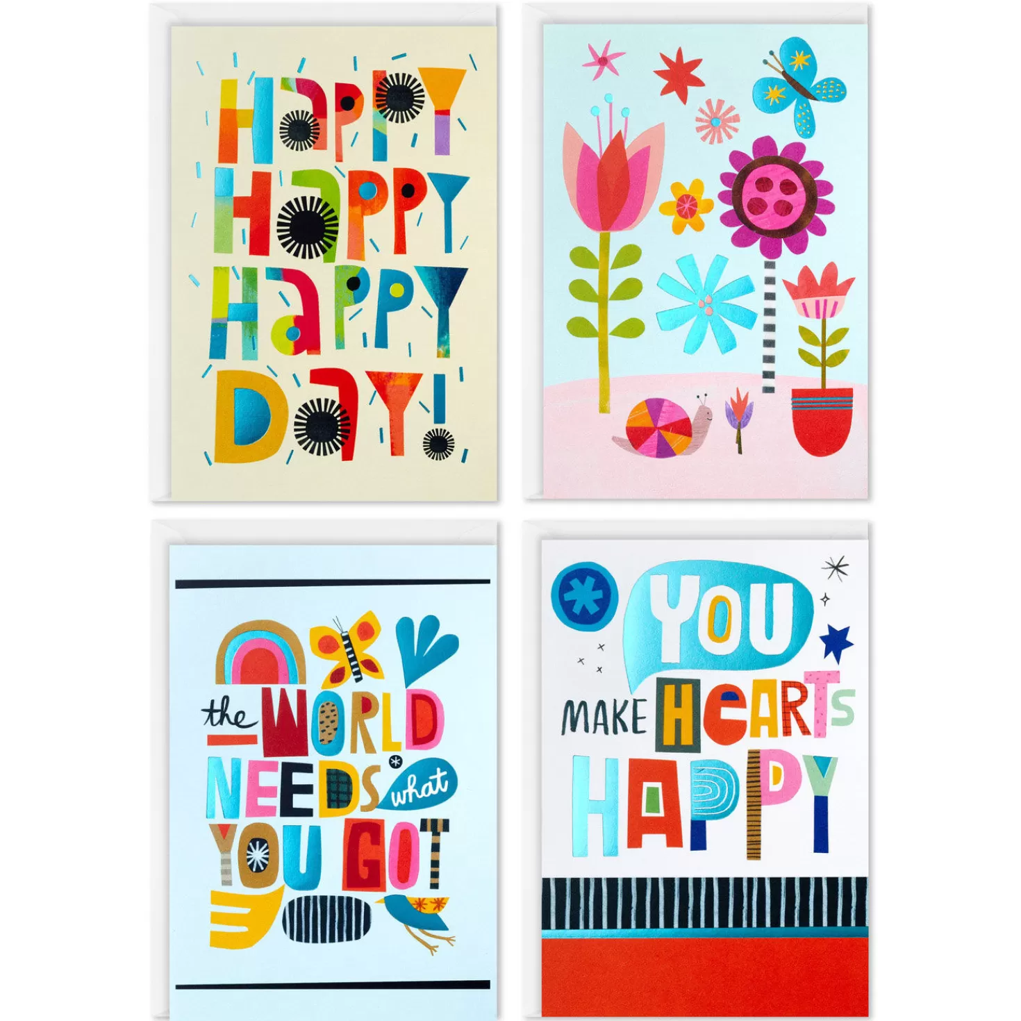 Birthday>Hallmark Trendy Lettering Boxed All-Occasion Cards Assortment, Pack Of 12