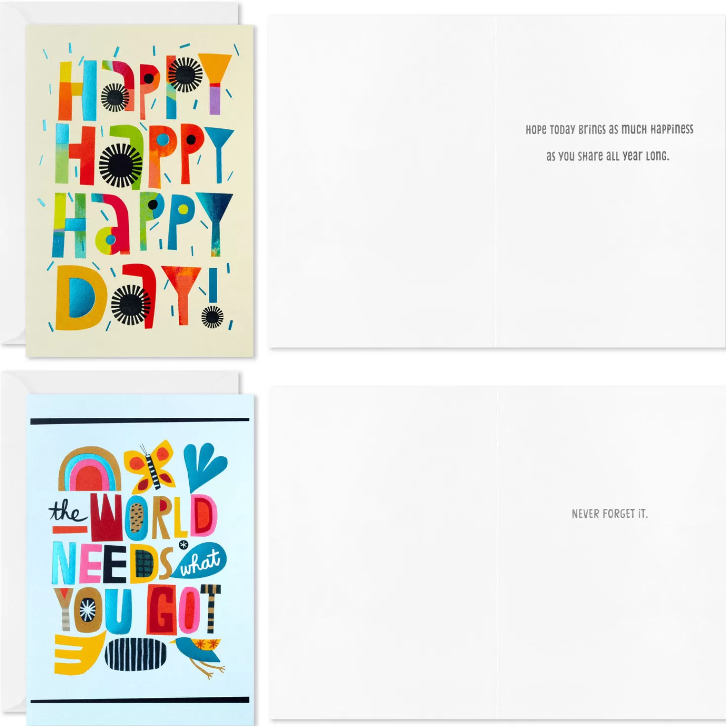 Birthday>Hallmark Trendy Lettering Boxed All-Occasion Cards Assortment, Pack Of 12