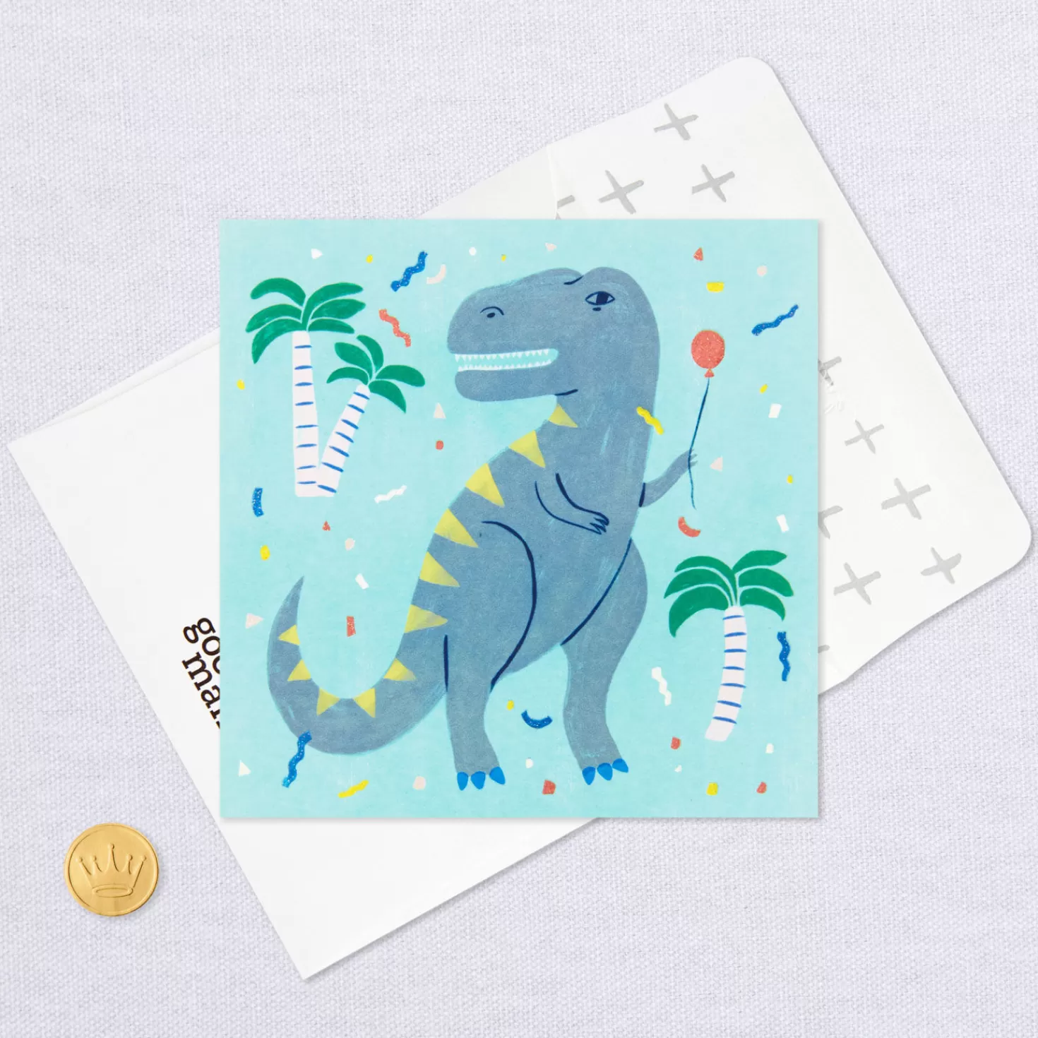 Birthday>Hallmark T-Rex With Balloon Yay For Existing Funny Birthday Card