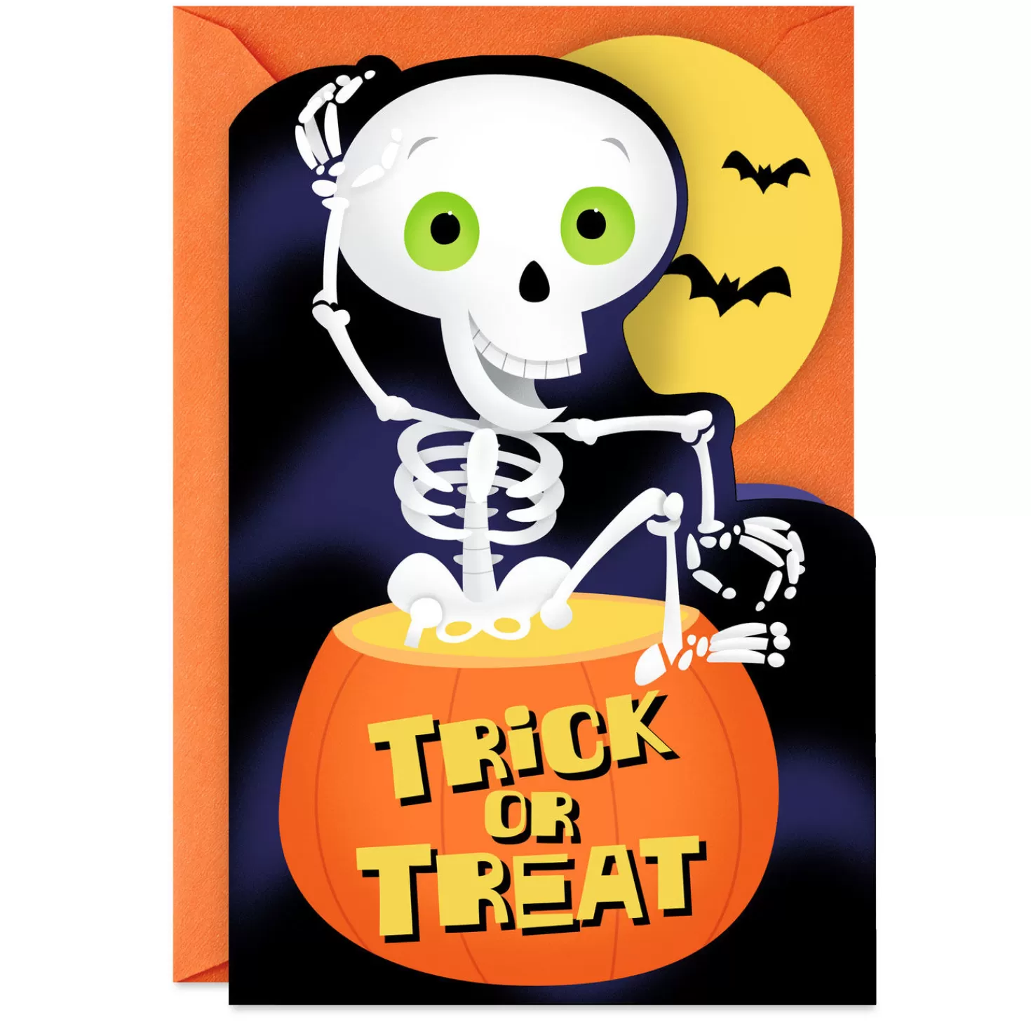 Halloween (10/31)>Hallmark Trick Or Treat Skeleton Halloween Card