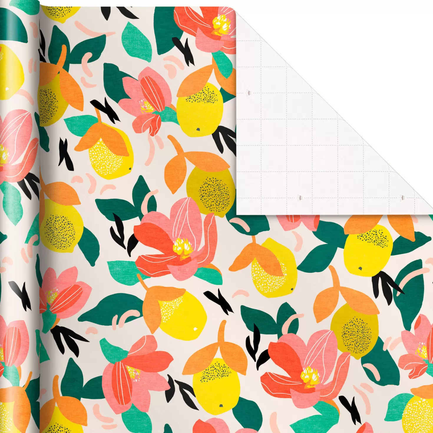 Birthday>Hallmark Tropical Fruit And Flowers Wrapping Paper, 20 Sq. Ft.