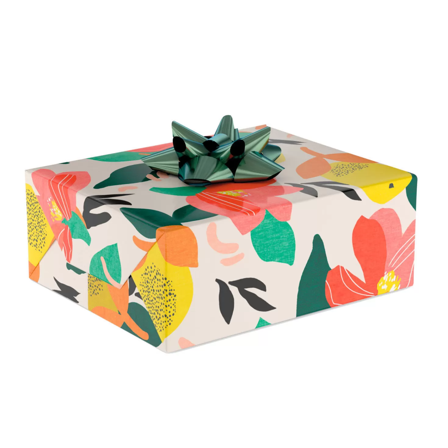 Birthday>Hallmark Tropical Fruit And Flowers Wrapping Paper, 20 Sq. Ft.