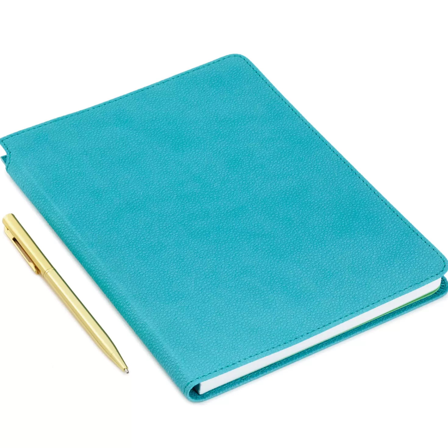 Clearance Turquoise Faux Leather Notebook With Pen Back To School