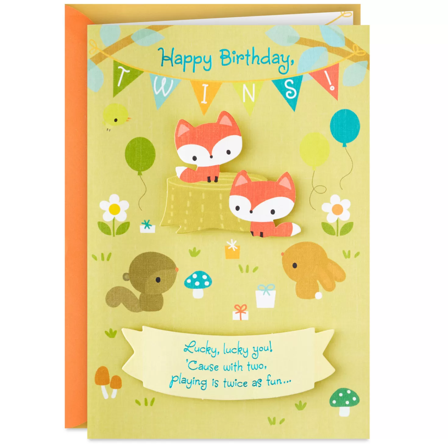 Birthday>Hallmark Twice As Wonderful Birthday Card For Twins