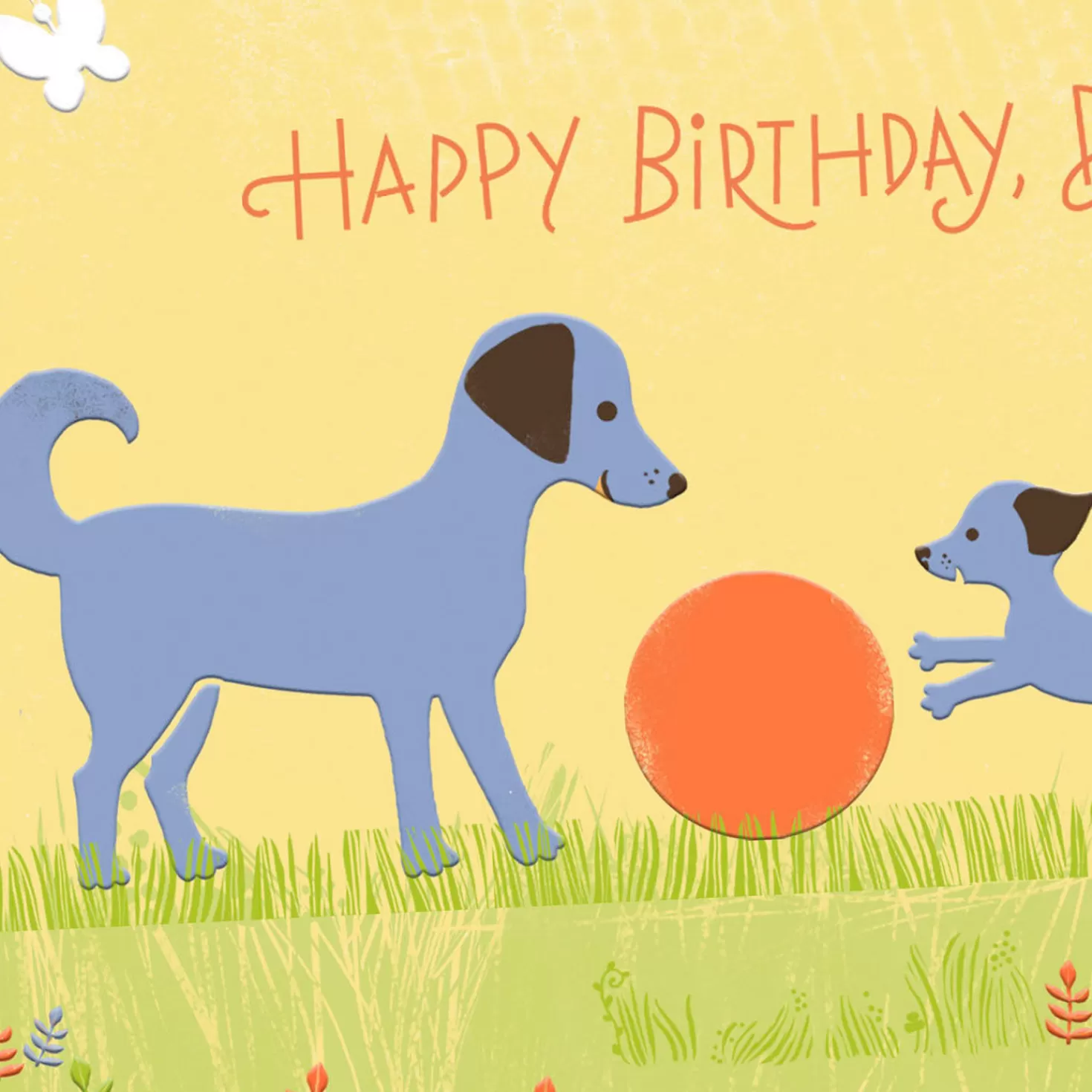 Birthday>Hallmark Two Dogs Playing Birthday Card For Daddy From Kid