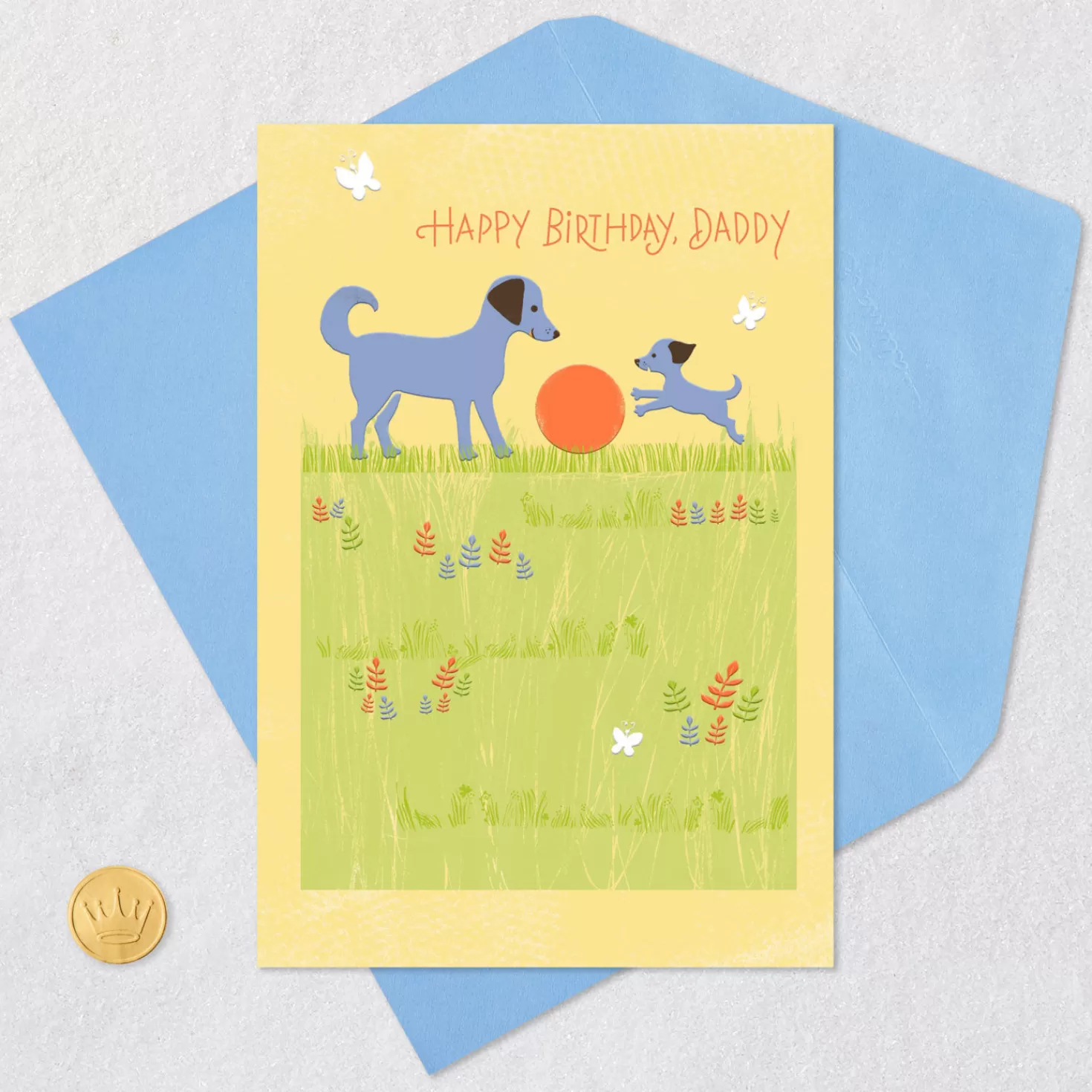 Birthday>Hallmark Two Dogs Playing Birthday Card For Daddy From Kid