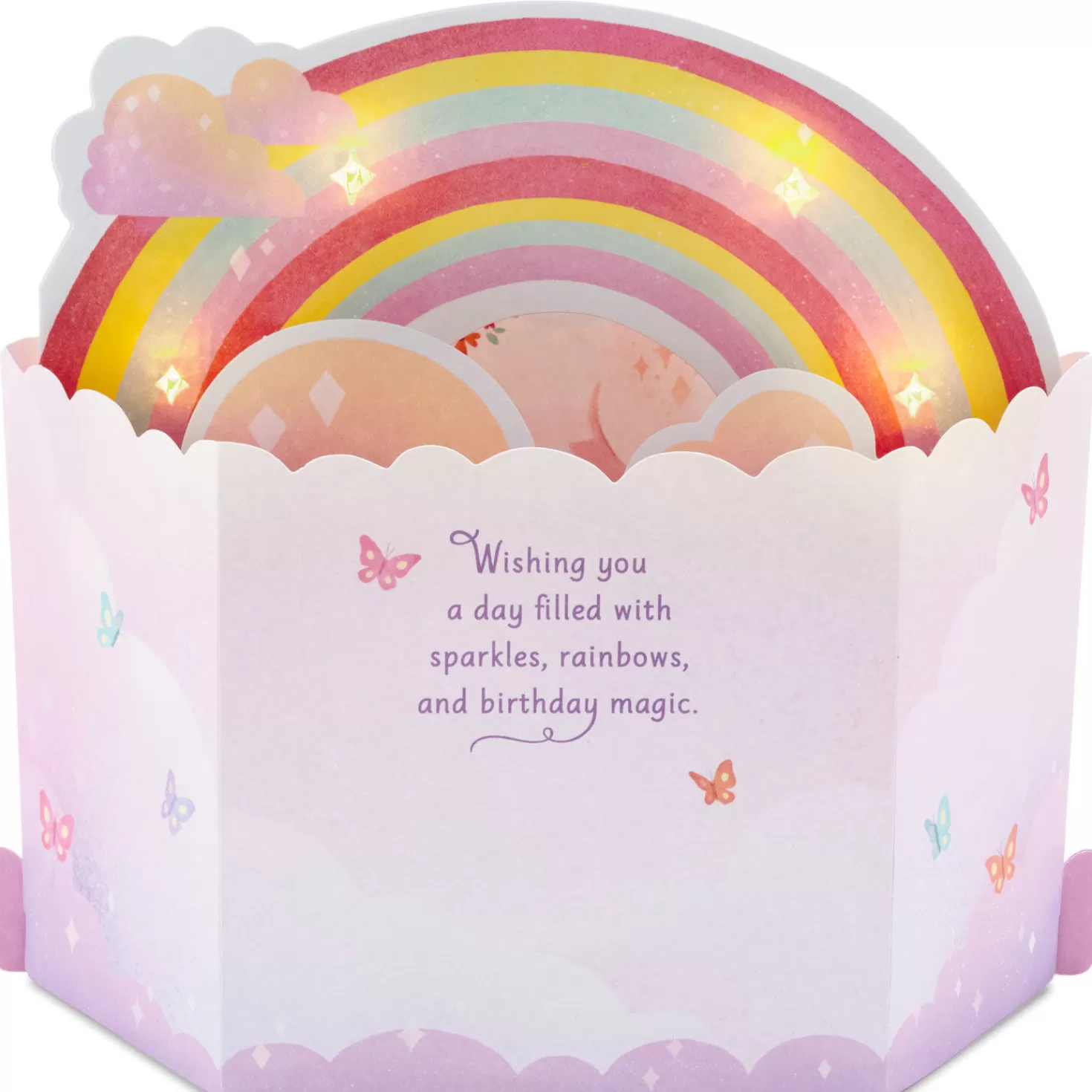 Birthday>Hallmark Unicorn Rainbow Musical 3D Pop-Up Birthday Card With Light