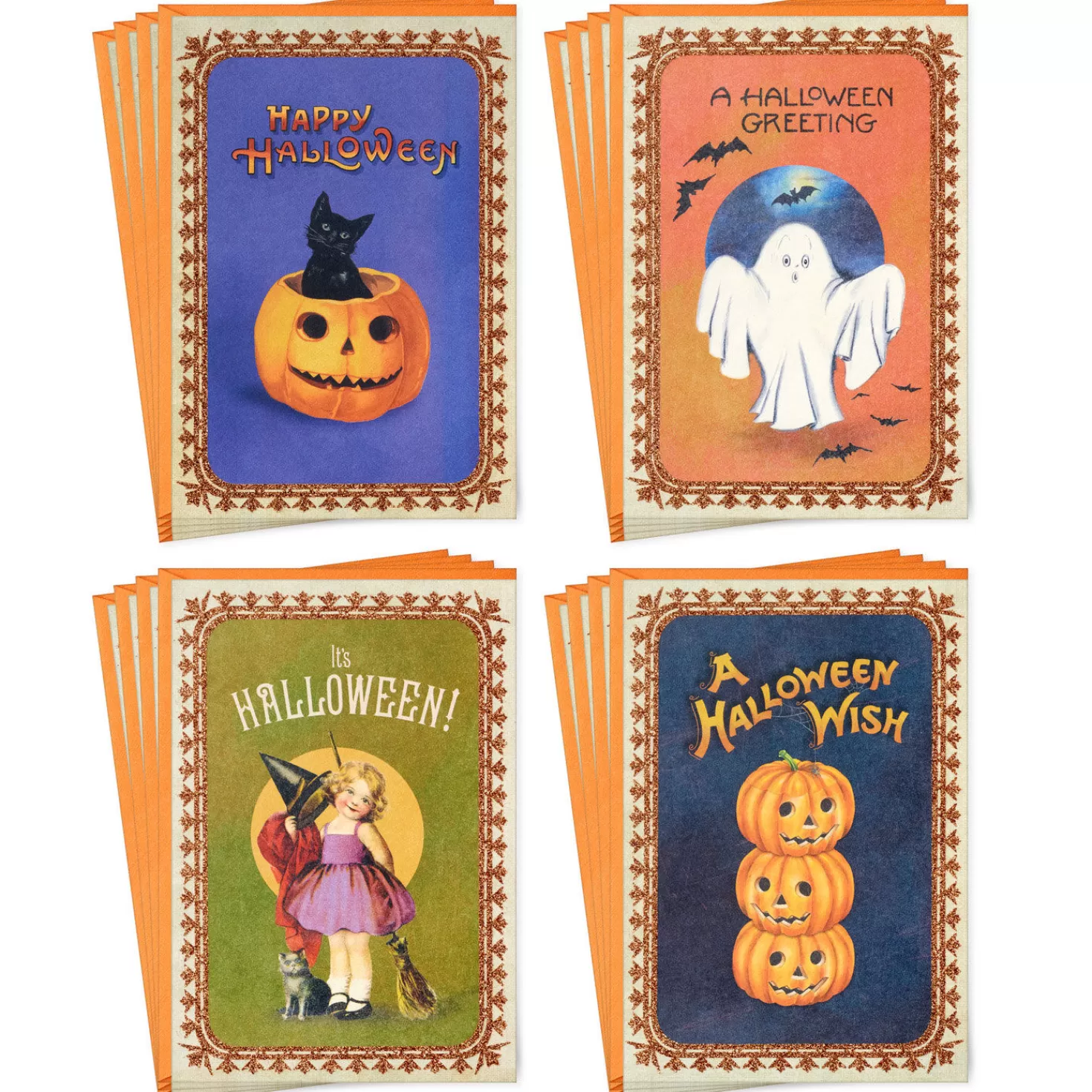 Halloween (10/31)>Hallmark Vintage Halloween Boxed Halloween Cards Assortment, Pack Of 16