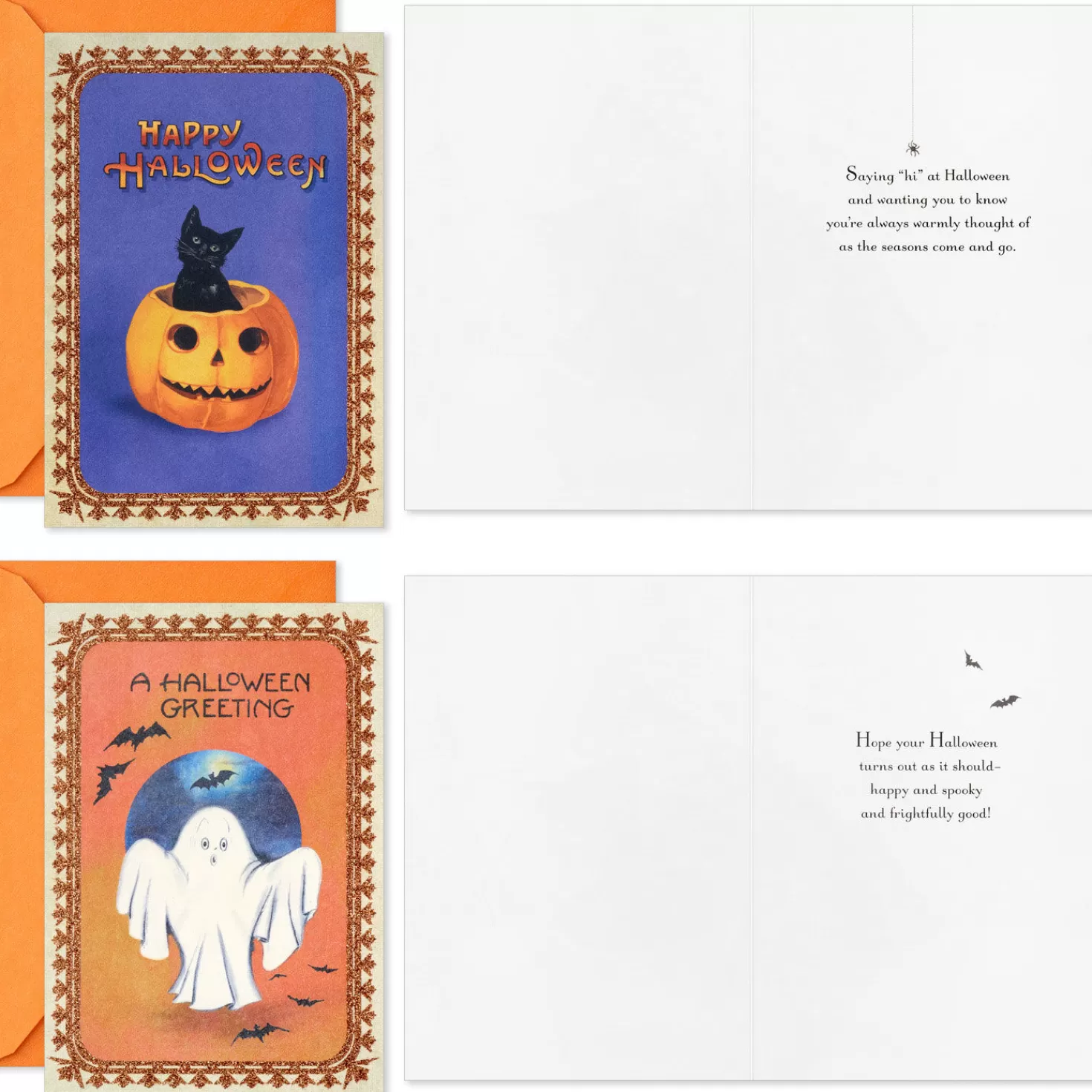 Halloween (10/31)>Hallmark Vintage Halloween Boxed Halloween Cards Assortment, Pack Of 16