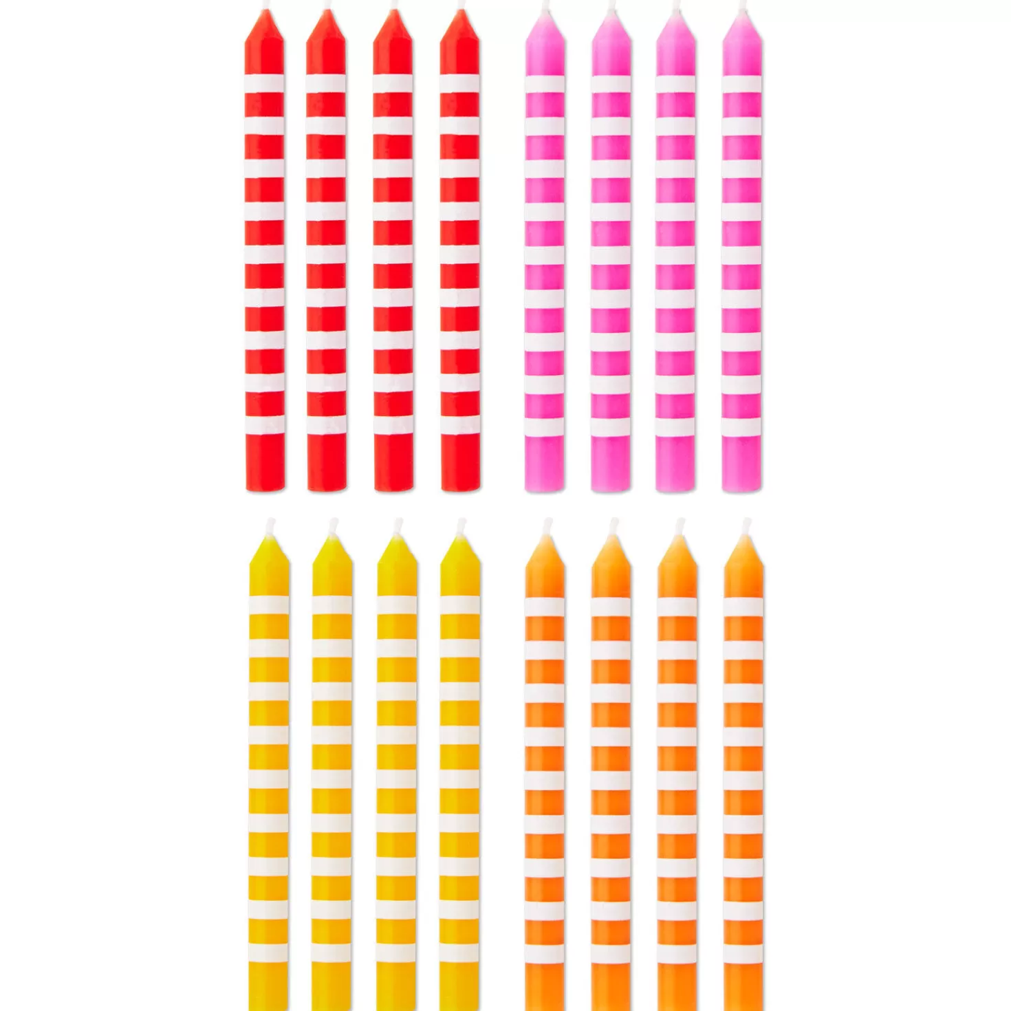 Birthday>Hallmark Warm Hues Striped Birthday Candles, Set Of 16