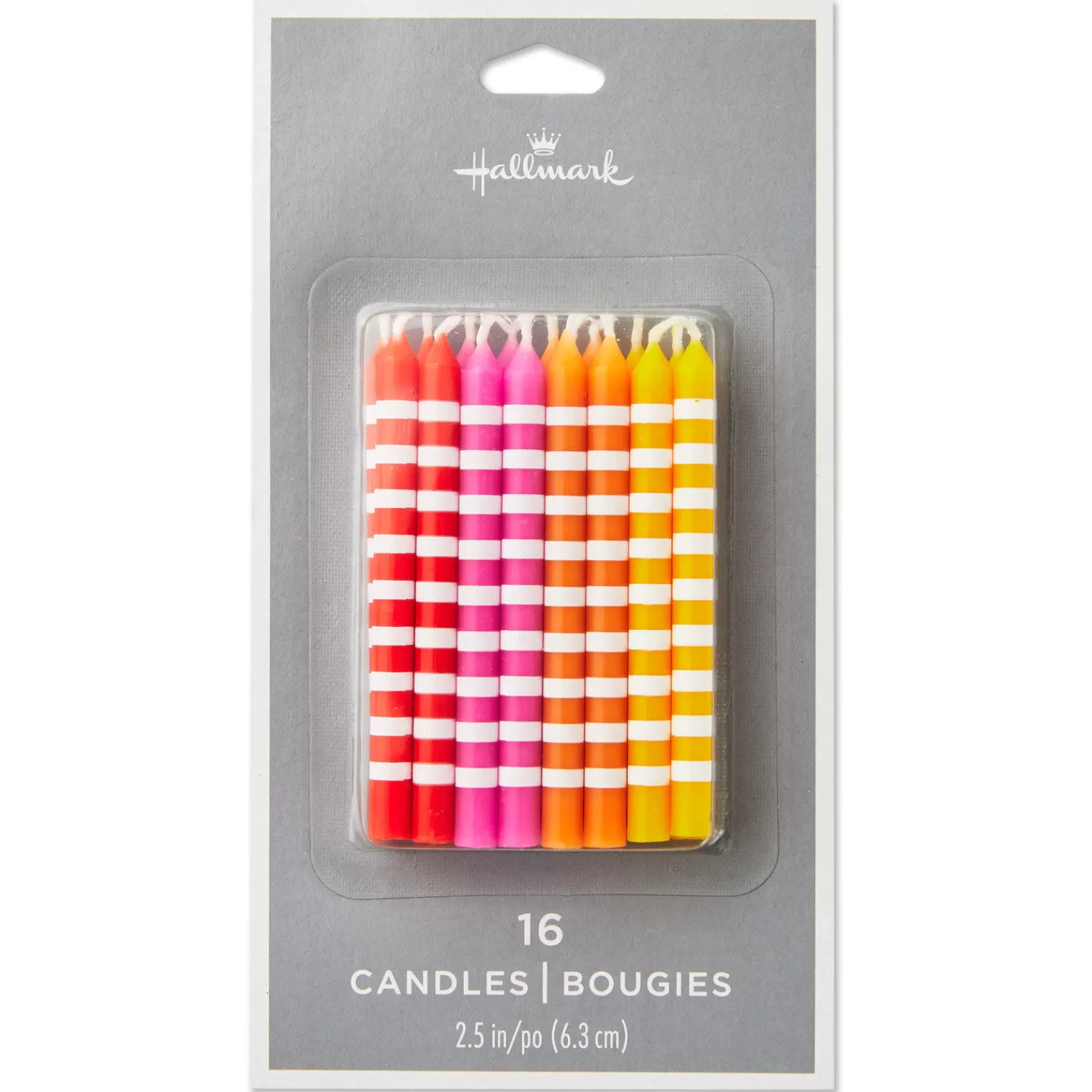 Birthday>Hallmark Warm Hues Striped Birthday Candles, Set Of 16