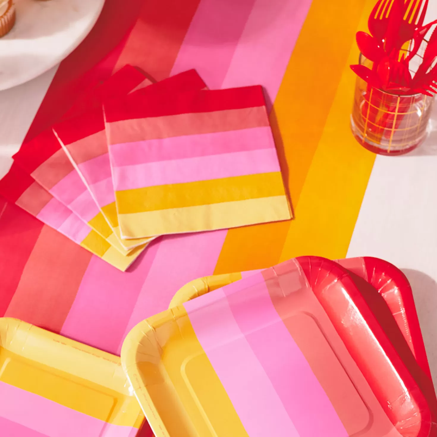 Birthday>Hallmark Warm Ombre Stripe Dinner Napkins, Set Of 16