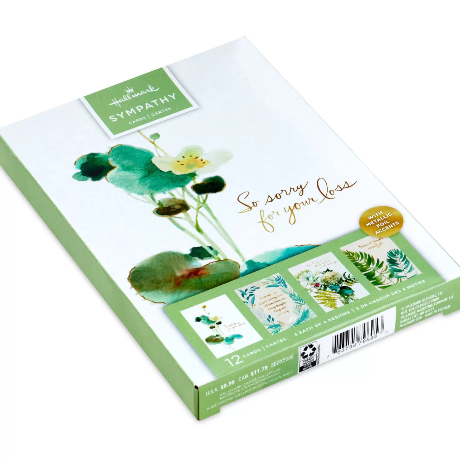 Best Sale Watercolor Botanicals Boxed Sympathy Cards Assortment, Pack Of 12 Sympathy