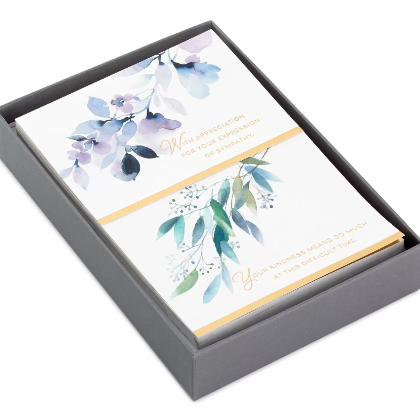 Clearance Watercolor Floral Assorted Sympathy Thank-You Notes, Box Of 50 Sympathy