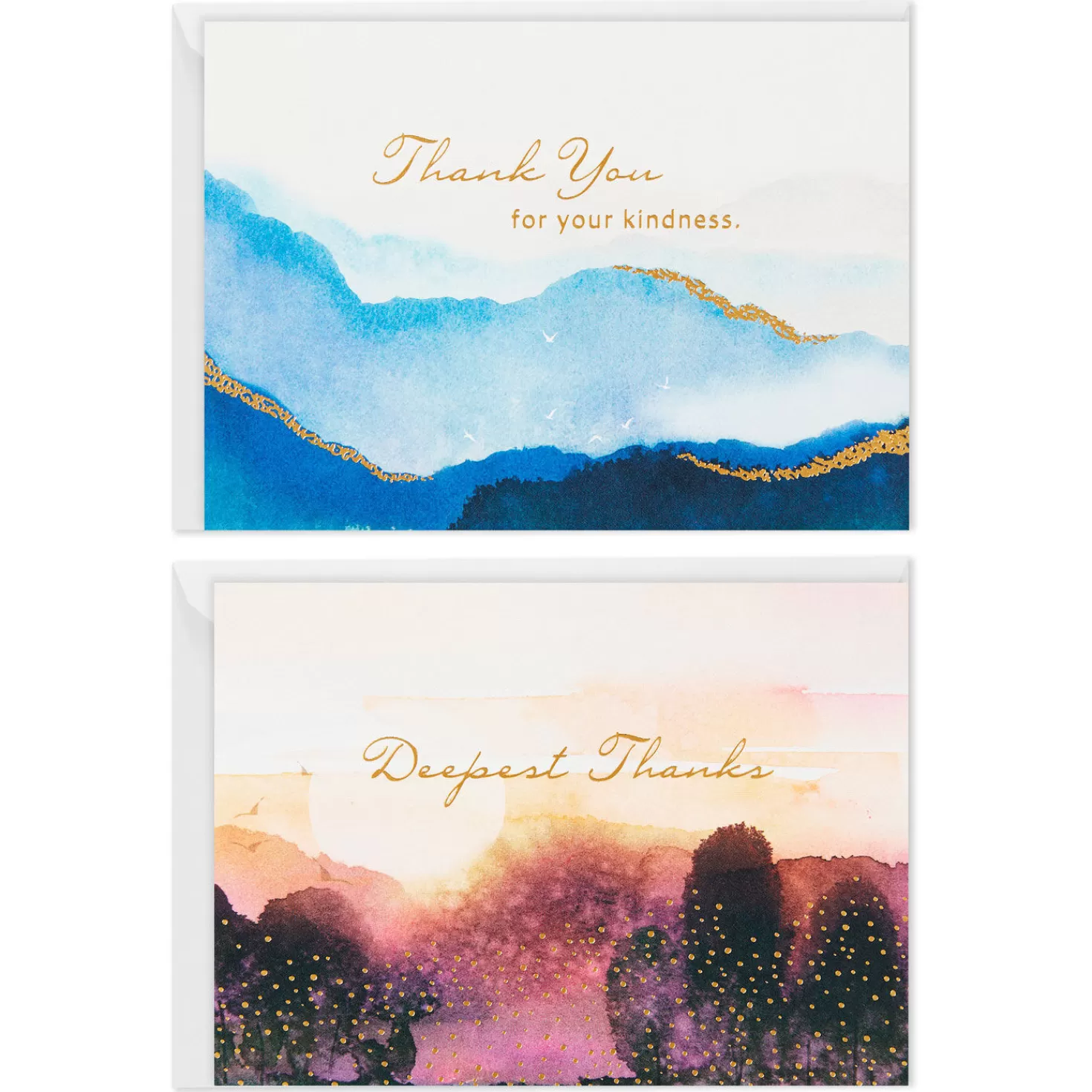 Store Watercolor Landscape Scenes Blank Sympathy Thank-You Notes, Pack Of 50 Thank You