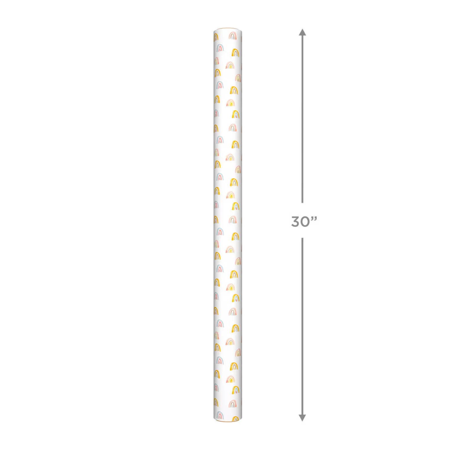 Baby>Hallmark Watercolor Rainbows On White Wrapping Paper, 20 Sq. Ft.