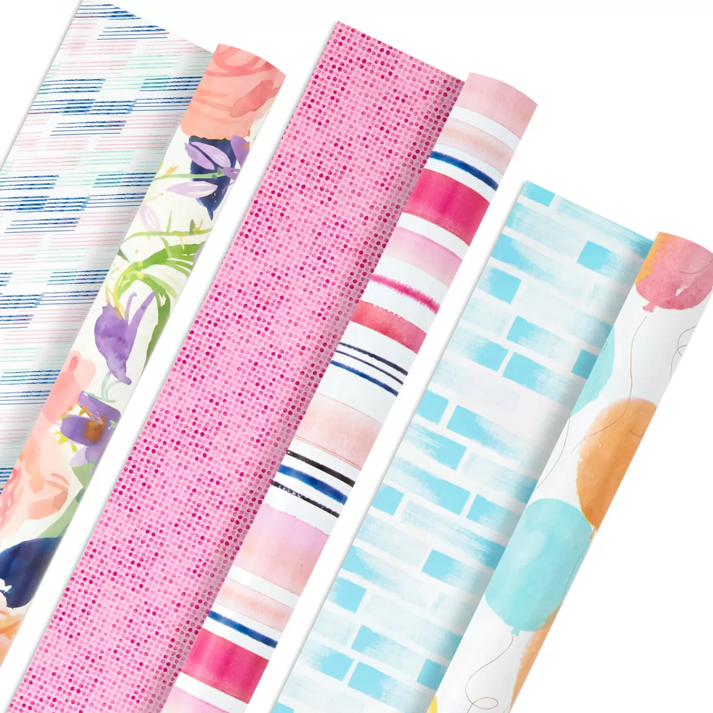 Hot Watercolor Tones 3-Pack Reversible Wrapping Paper, 75 Sq. Ft. Total Baby