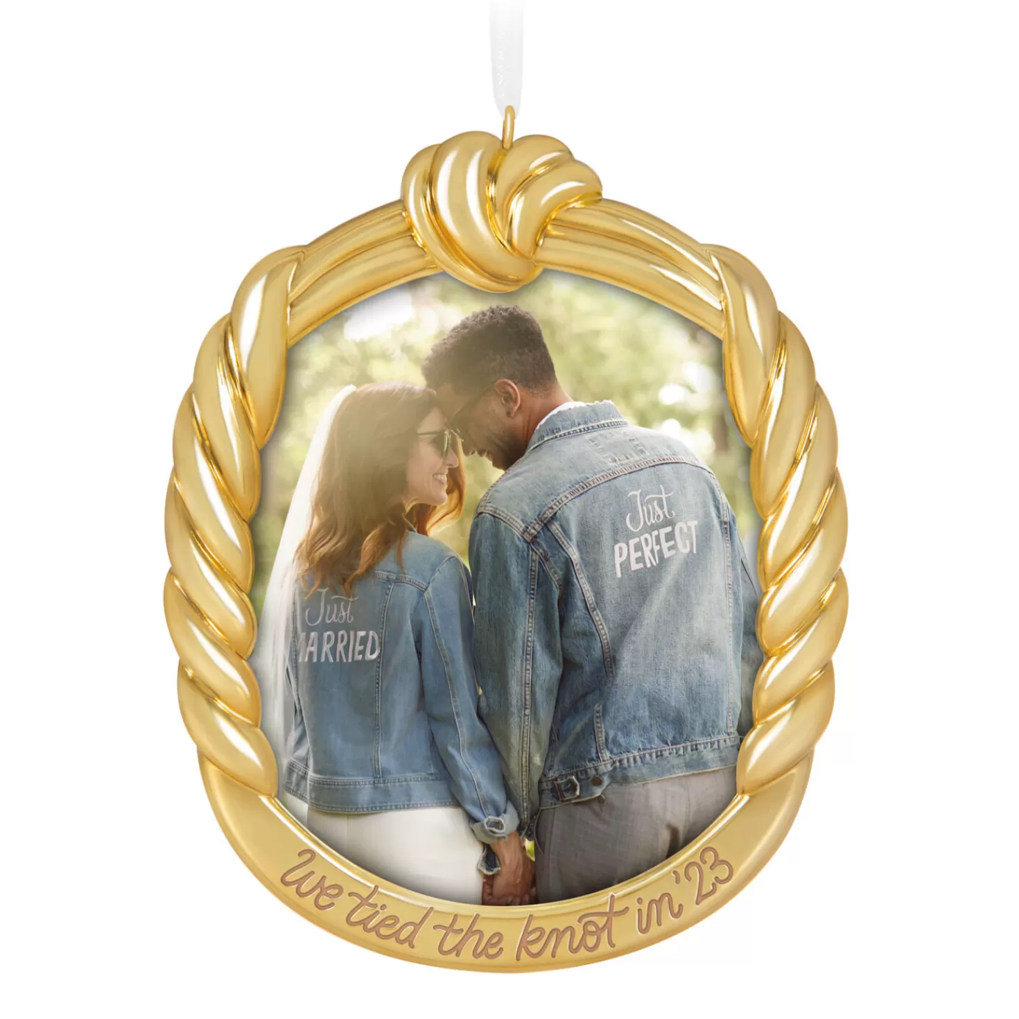 Cheap We Tied The Knot! 2023 Metal Photo Frame Ornament Wedding