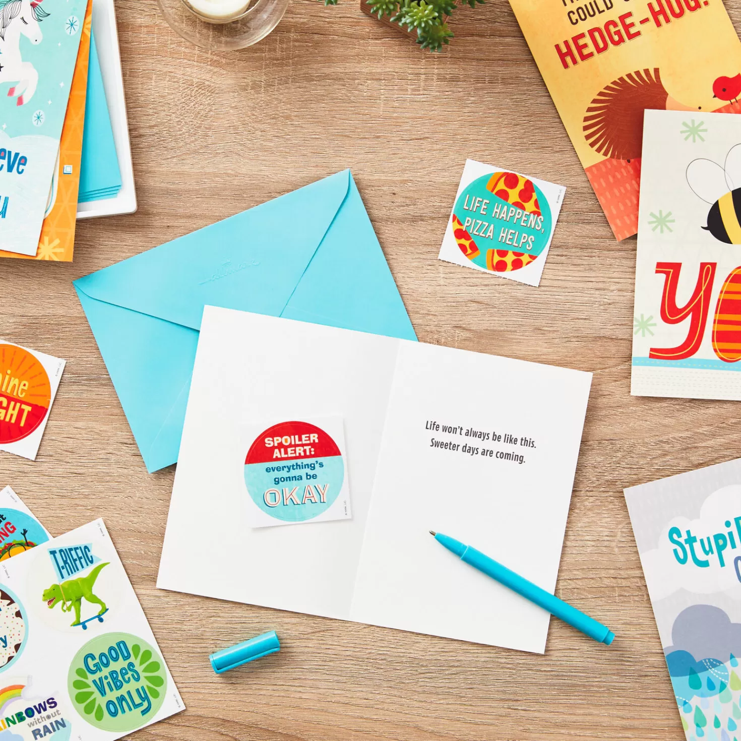 Fashion Whimsical Assorted Kids' Encouragement Cards With Stickers, Pack Of 12 Encouragement