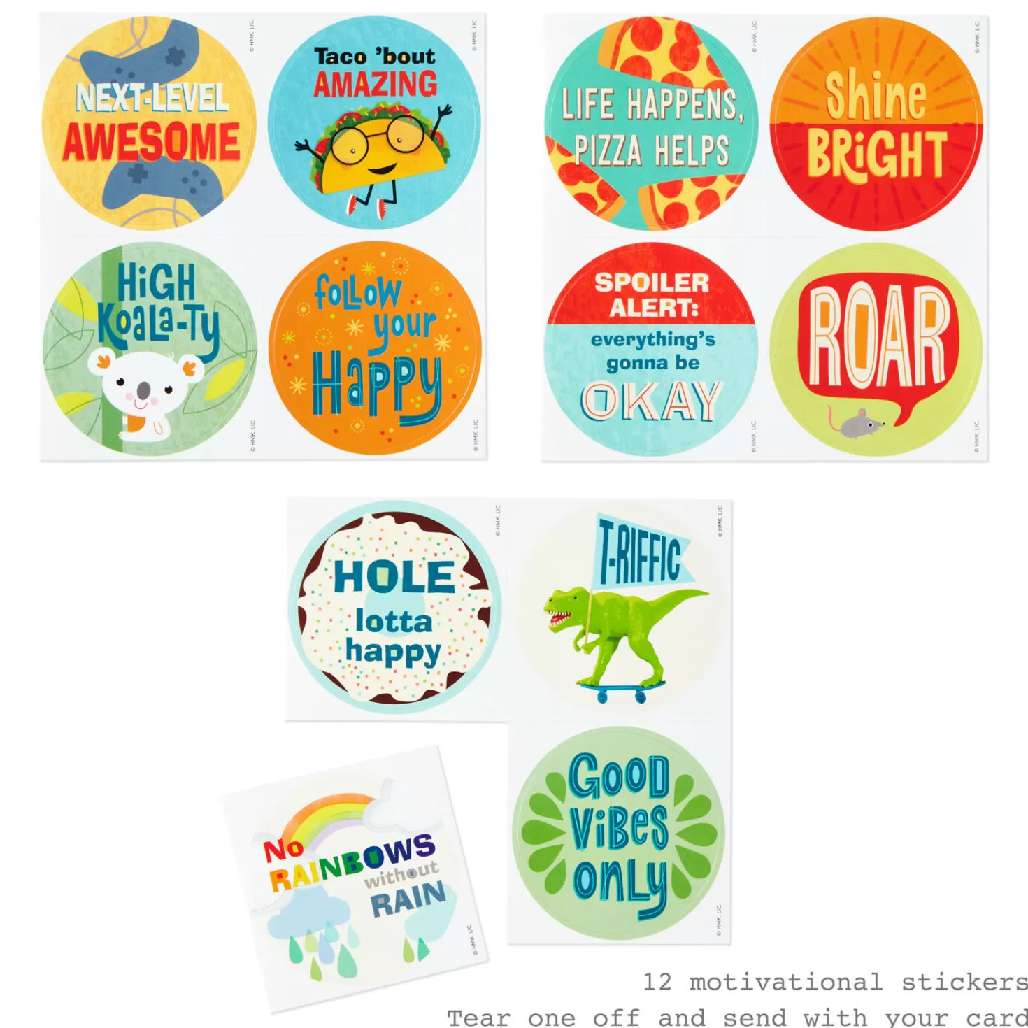 Fashion Whimsical Assorted Kids' Encouragement Cards With Stickers, Pack Of 12 Encouragement
