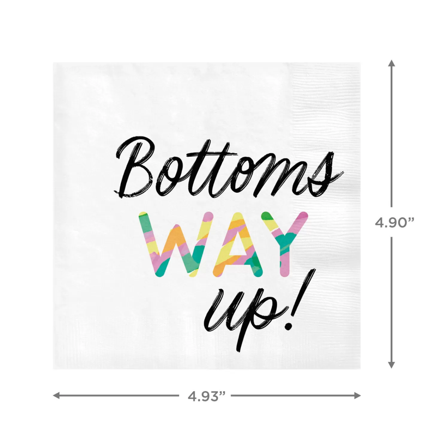 Birthday>Hallmark White " Bottoms Way Up" Cocktail Napkins, Set Of 16
