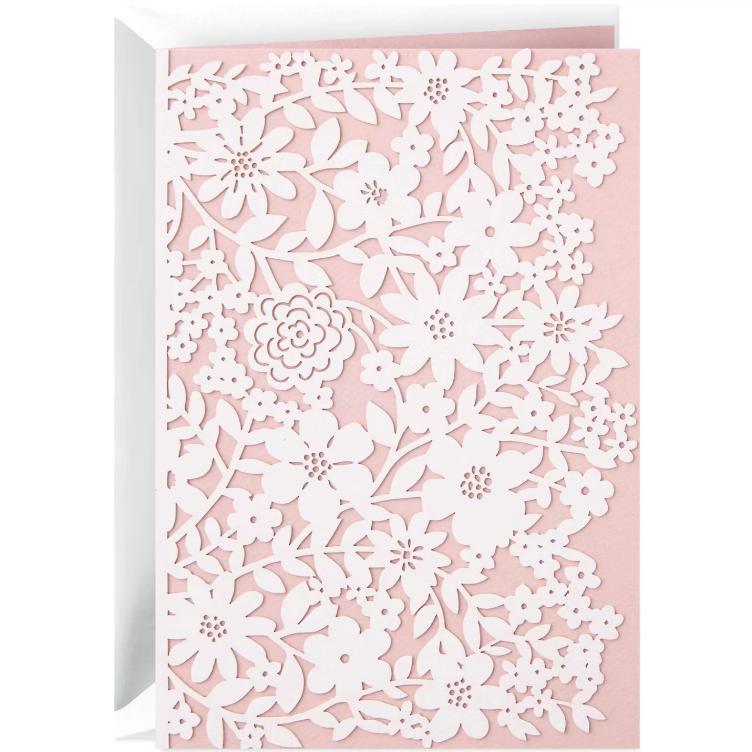New White Floral Lace On Pink Blank Card Encouragement