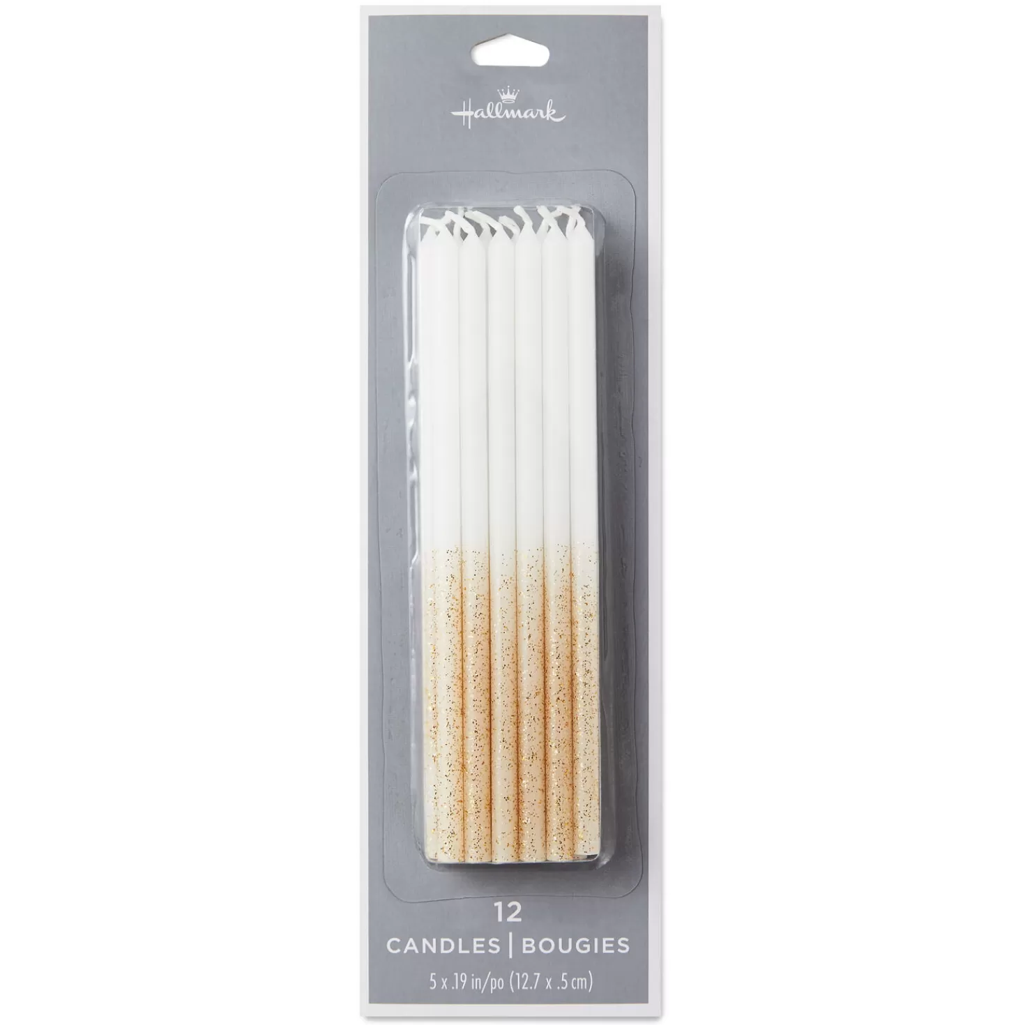 Birthday>Hallmark White Glitter-Dipped Tall Birthday Candles, Set Of 12