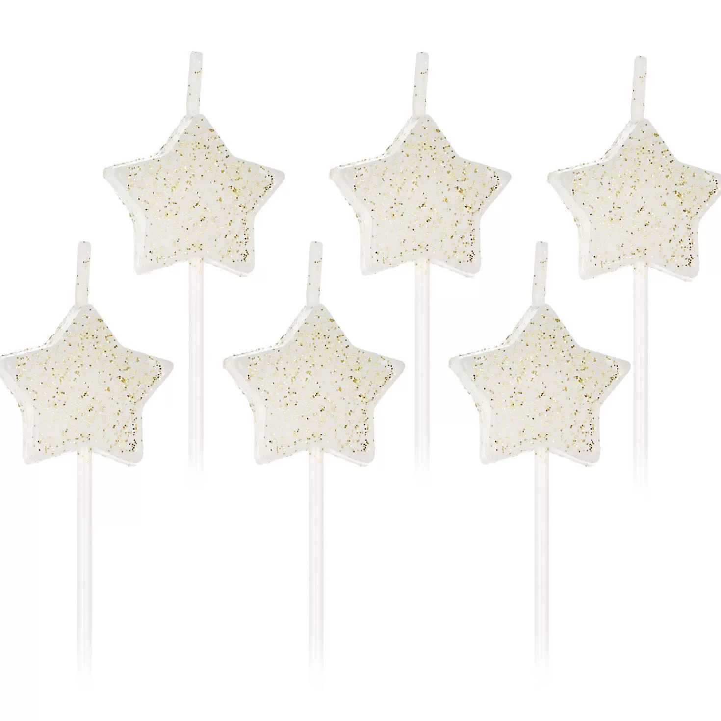 Birthday>Hallmark White Star-Shaped With Glitter Birthday Candles, Set Of 6