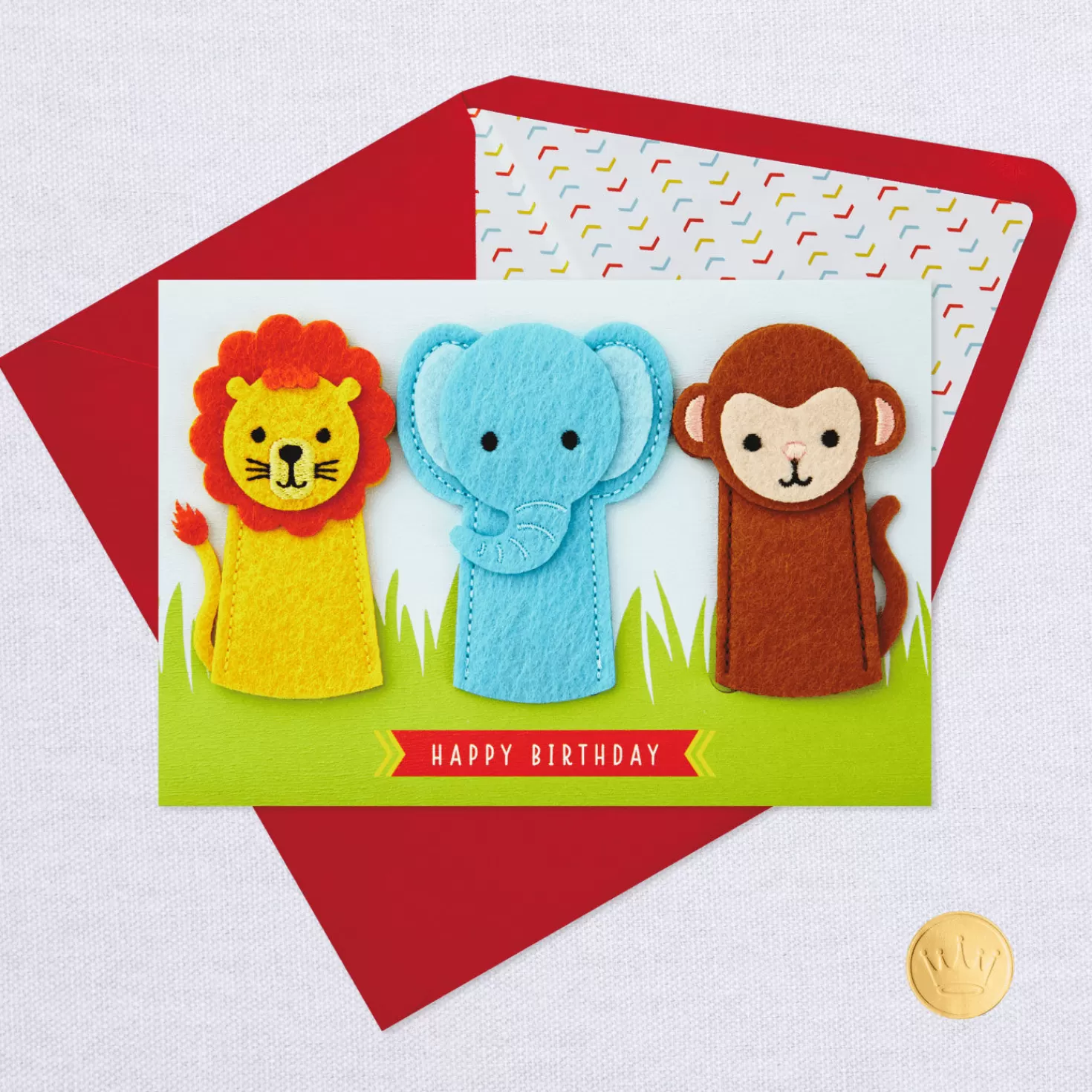 Birthday>Hallmark Wild And Happy Birthday Card With Finger Puppets For Kids