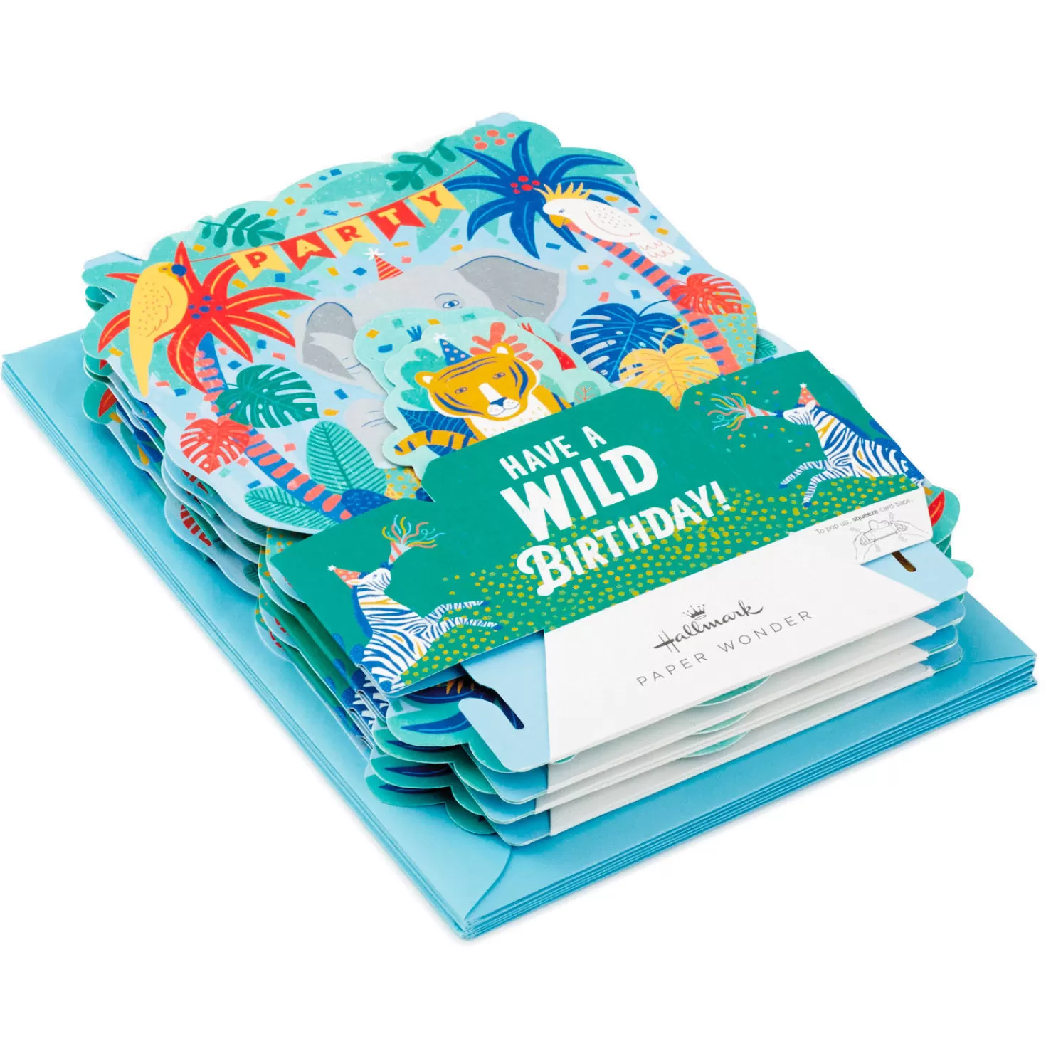 Birthday>Hallmark Wild Animal Party Boxed Pop-Up Birthday Cards, Pack Of 8