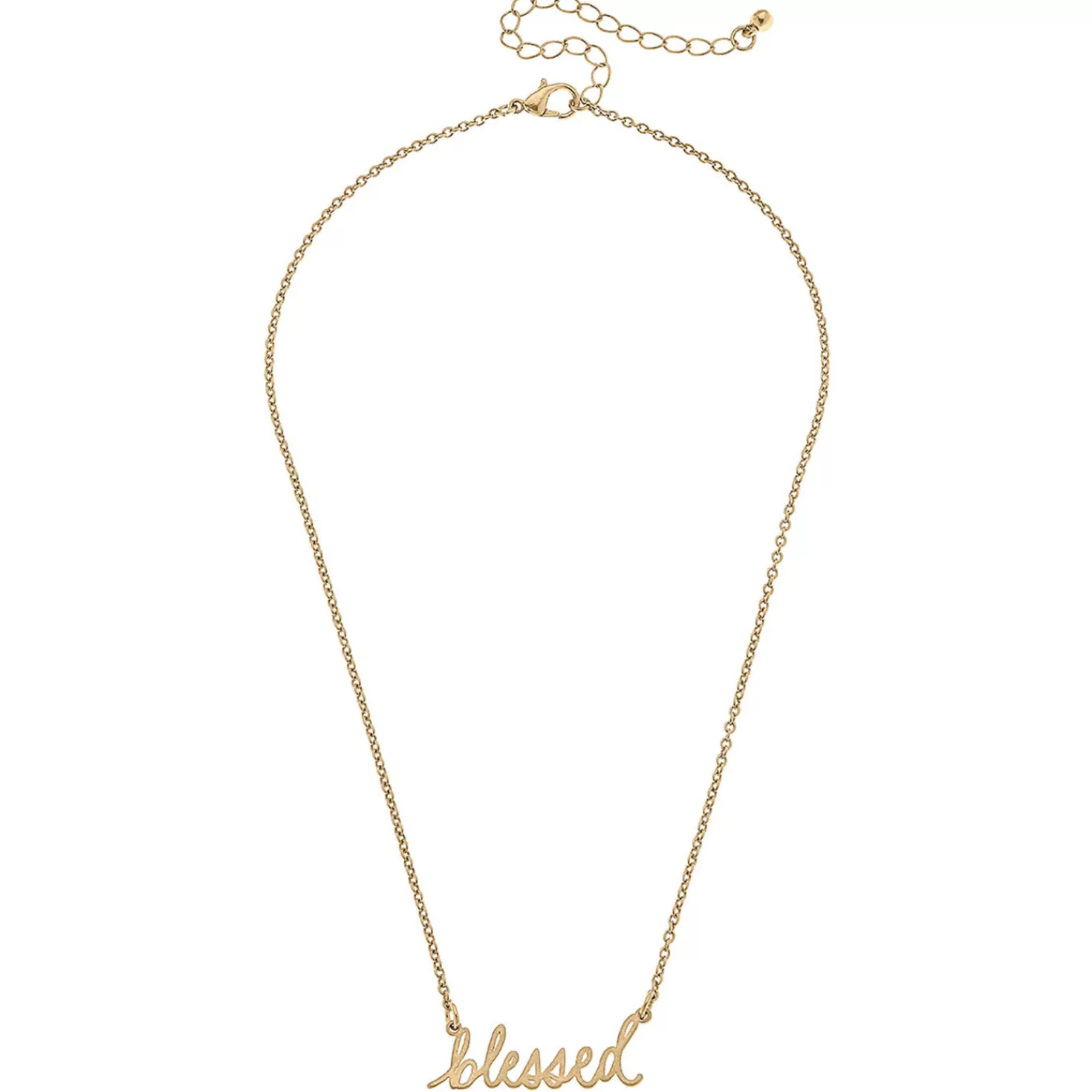 Cheap Worn Gold Julia Blessed Script Delicate Chain Necklace, 16" Encouragement