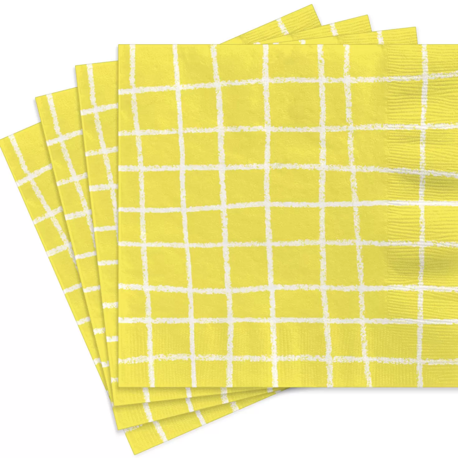 Birthday>Hallmark Yellow Grid Cocktail Napkins, Set Of 16