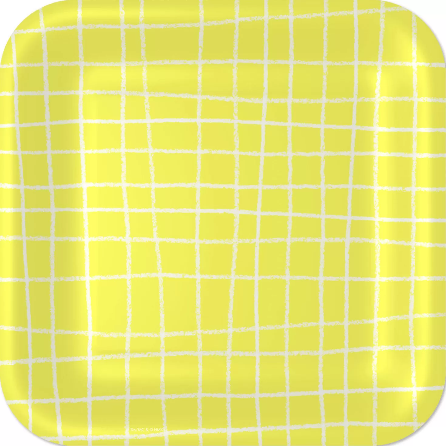 Birthday>Hallmark Yellow Grid Square Dinner Plates, Set Of 8
